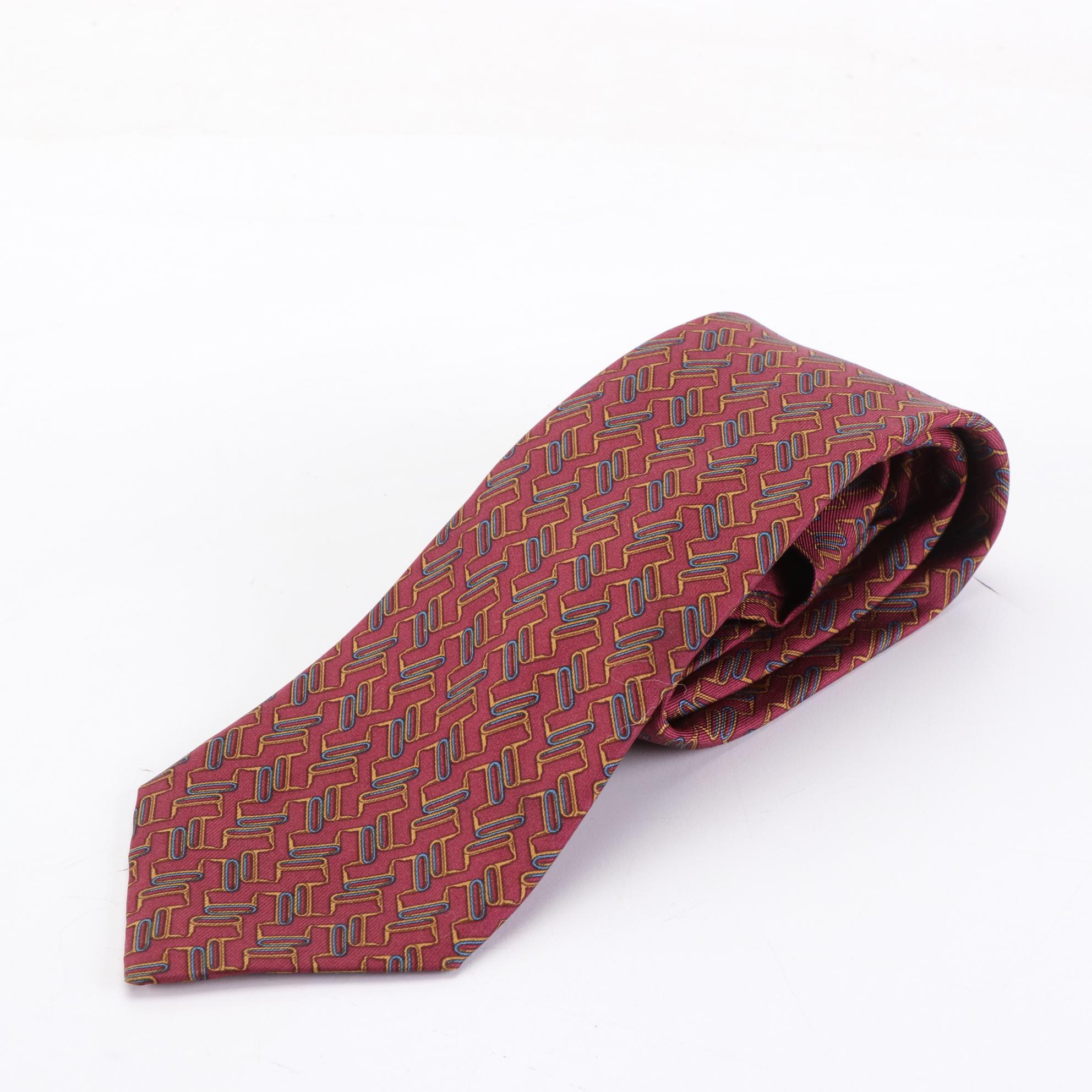 Hermès Patterned Hand-Stitched Silk Twill Neckties