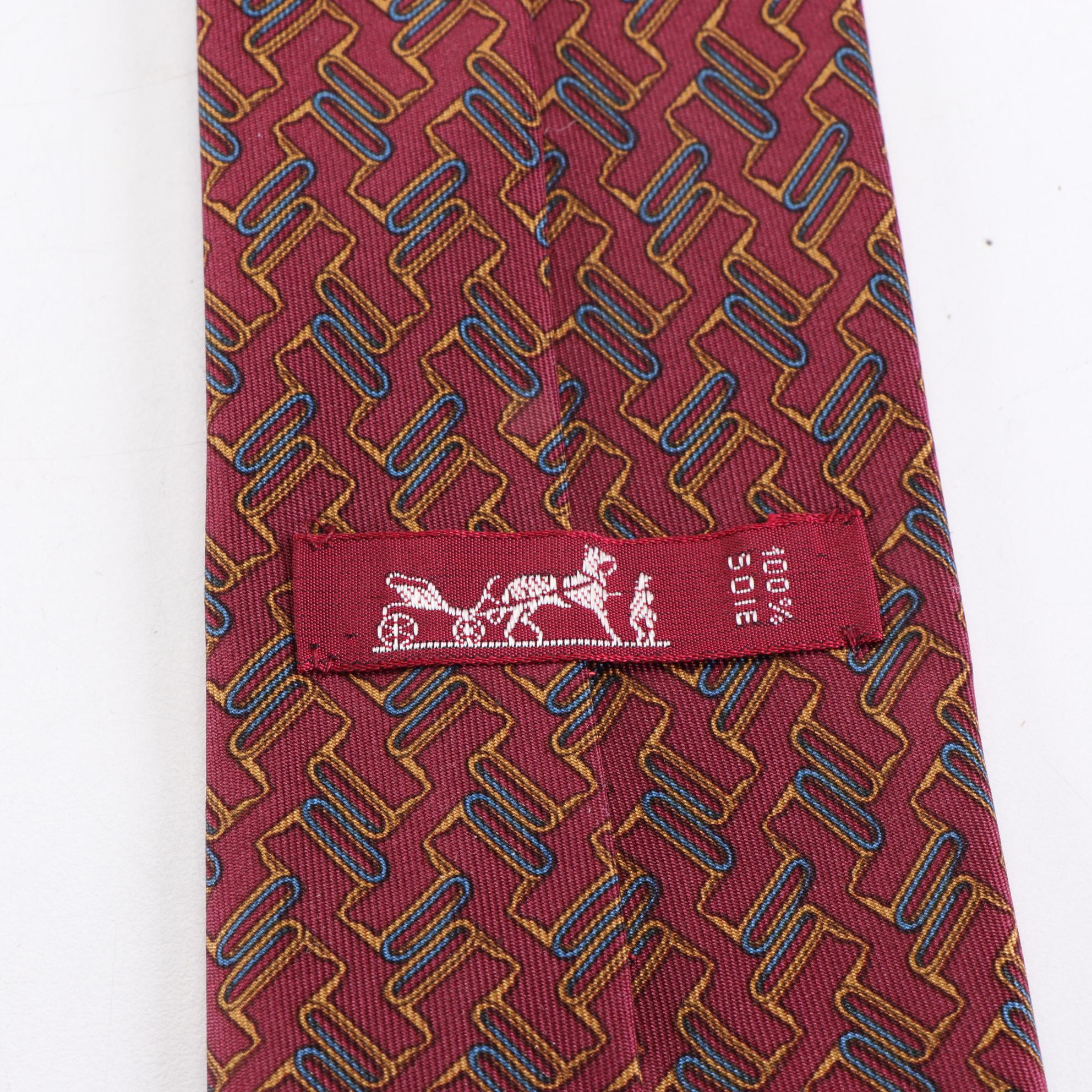 Hermès Patterned Hand-Stitched Silk Twill Neckties