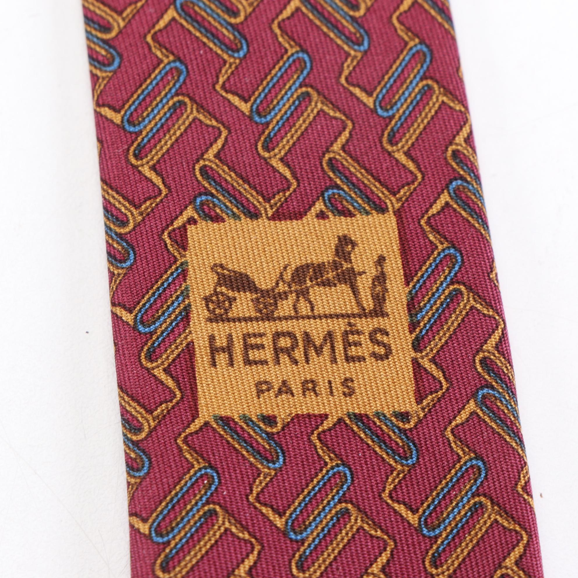 Hermès Patterned Hand-Stitched Silk Twill Neckties