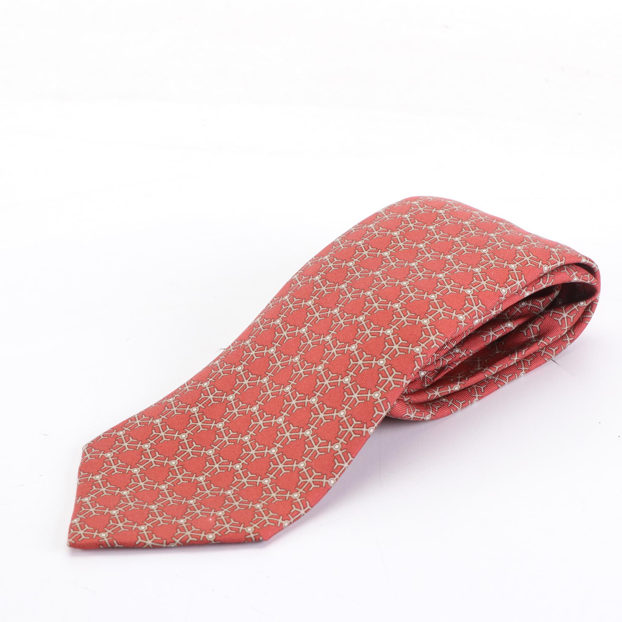 Hermès Patterned Hand-Stitched Silk Twill Neckties