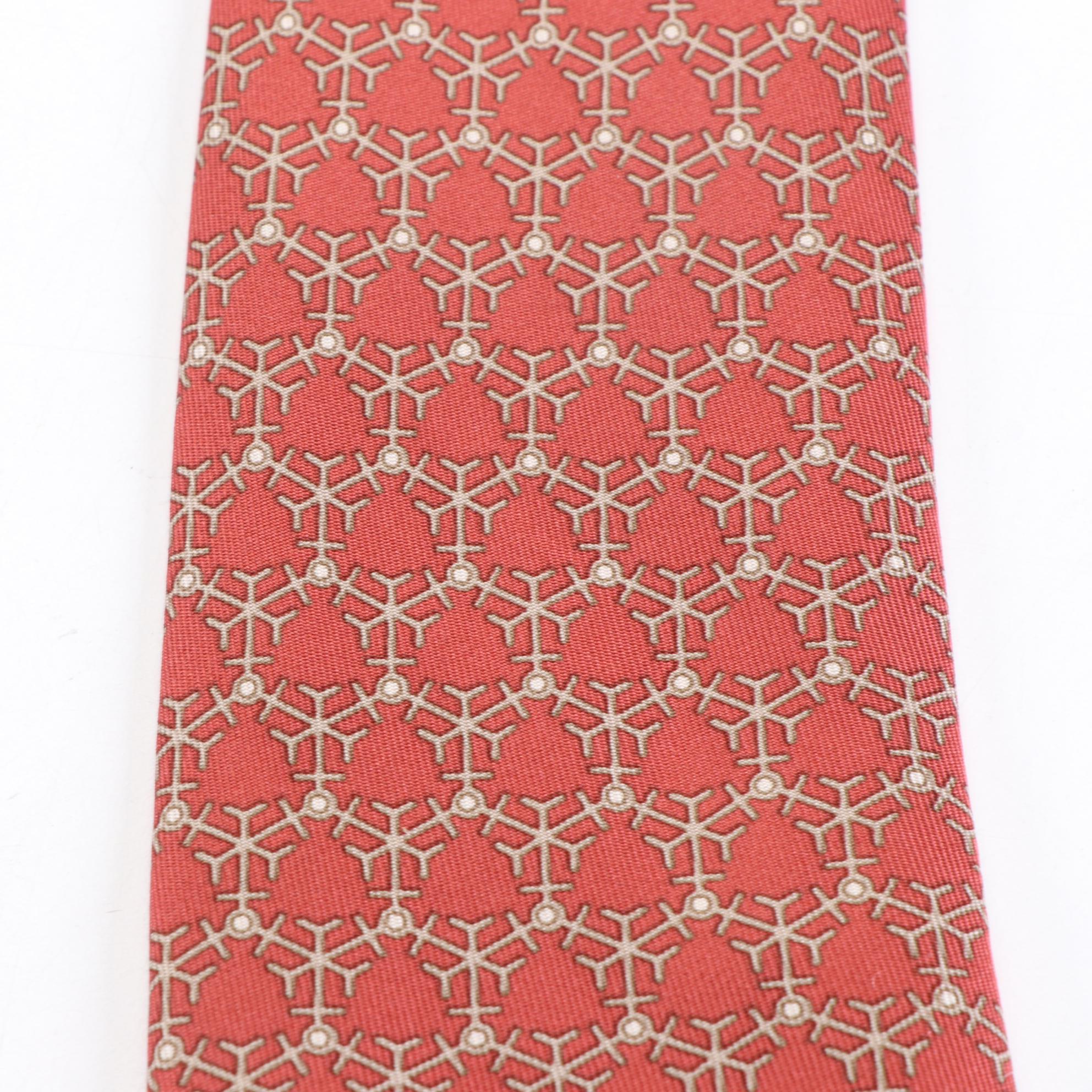 Hermès Patterned Hand-Stitched Silk Twill Neckties
