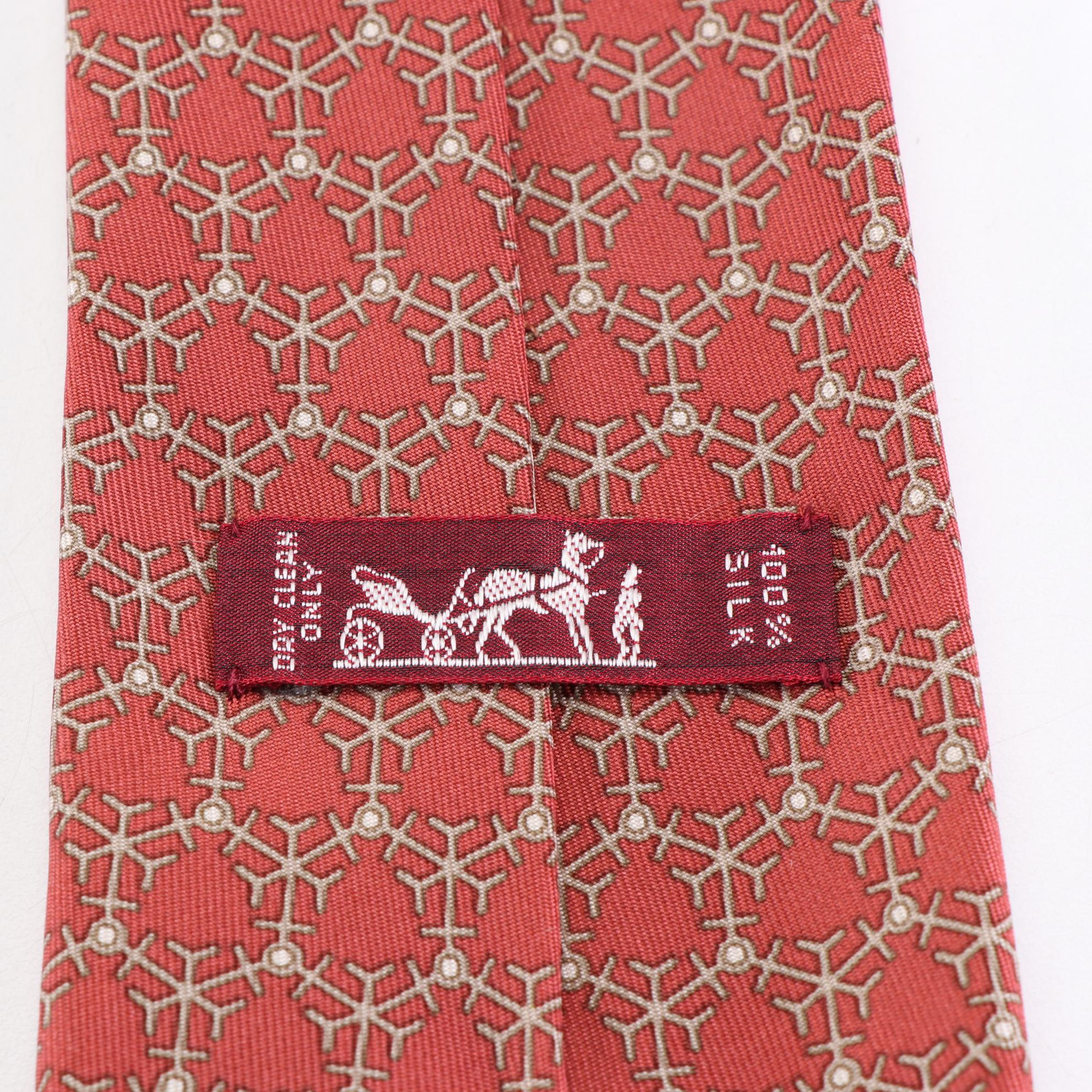 Hermès Patterned Hand-Stitched Silk Twill Neckties