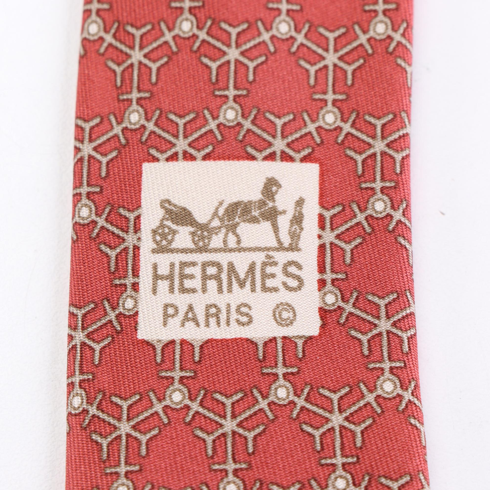 Hermès Patterned Hand-Stitched Silk Twill Neckties