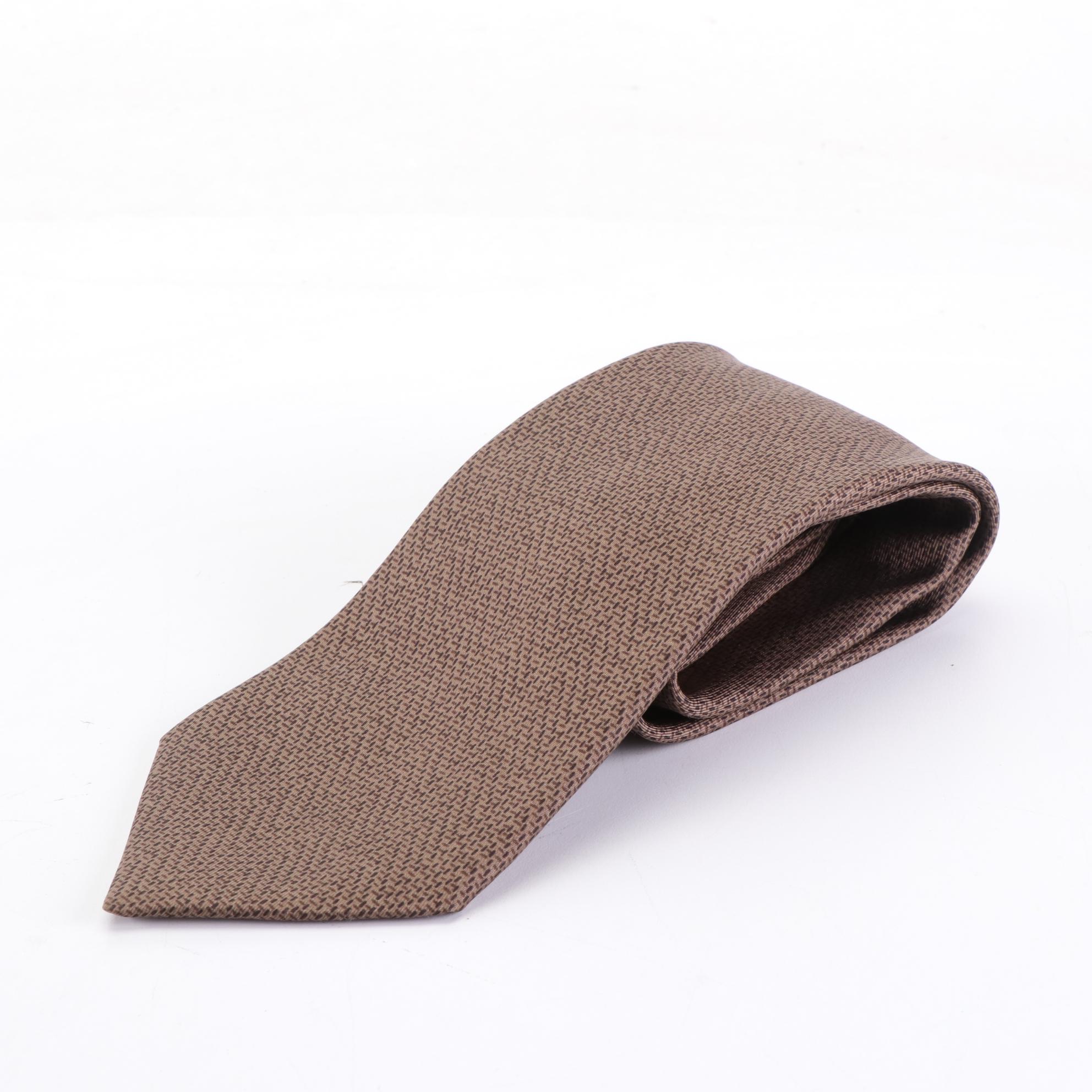 Hermès Patterned Hand-Stitched Silk Twill Neckties