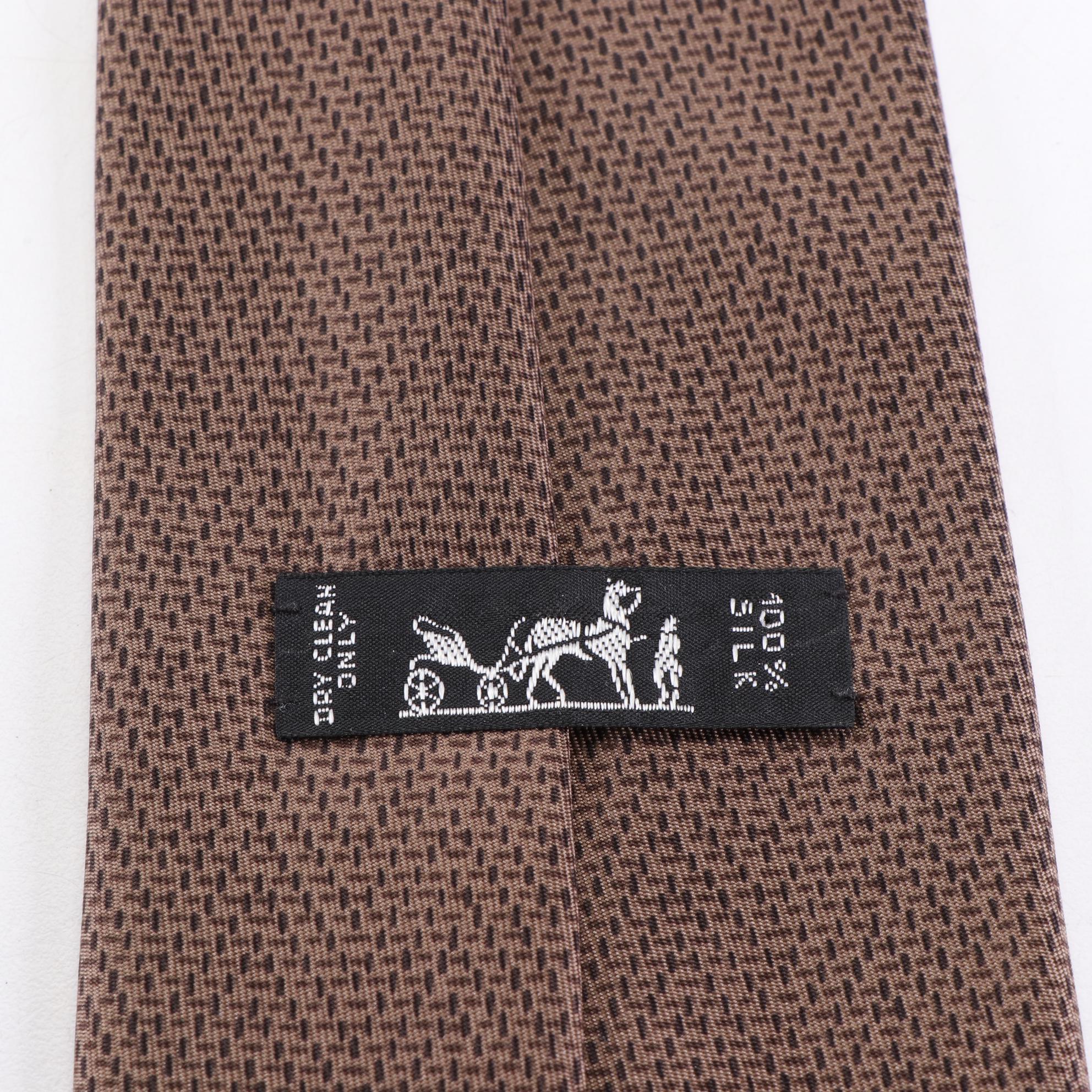 Hermès Patterned Hand-Stitched Silk Twill Neckties