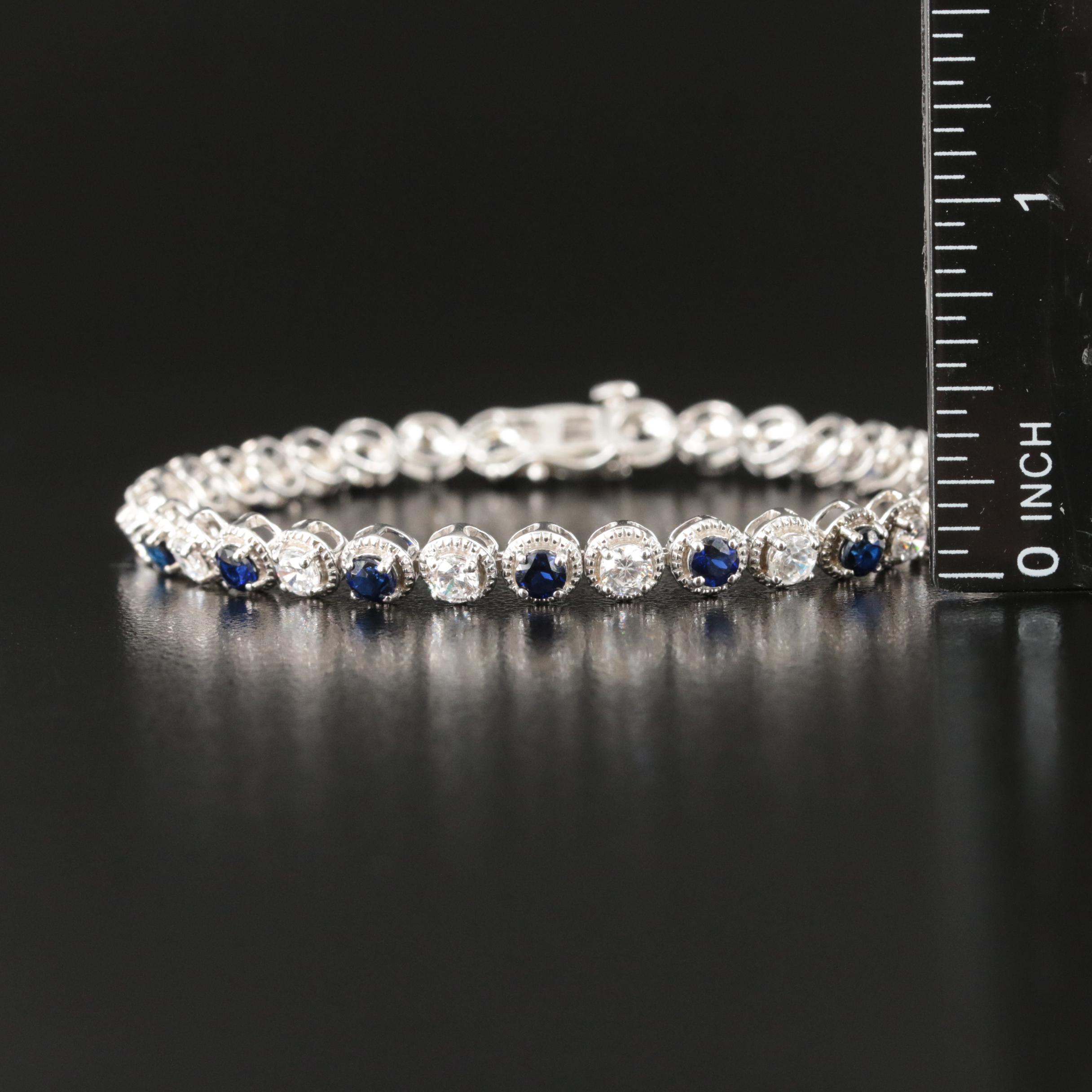 Sterling Sapphire and Cubic Zirconia Bracelet