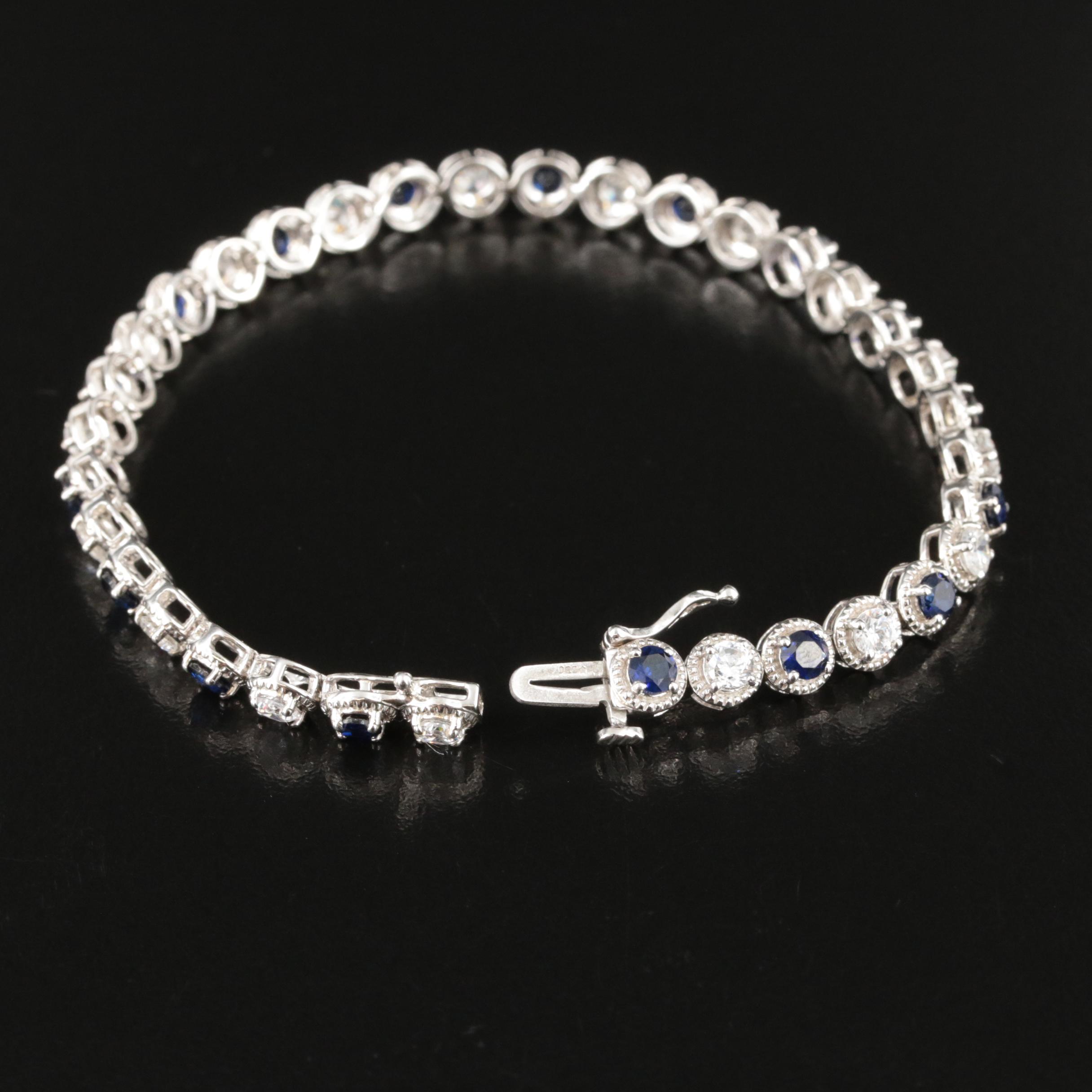 Sterling Sapphire and Cubic Zirconia Bracelet