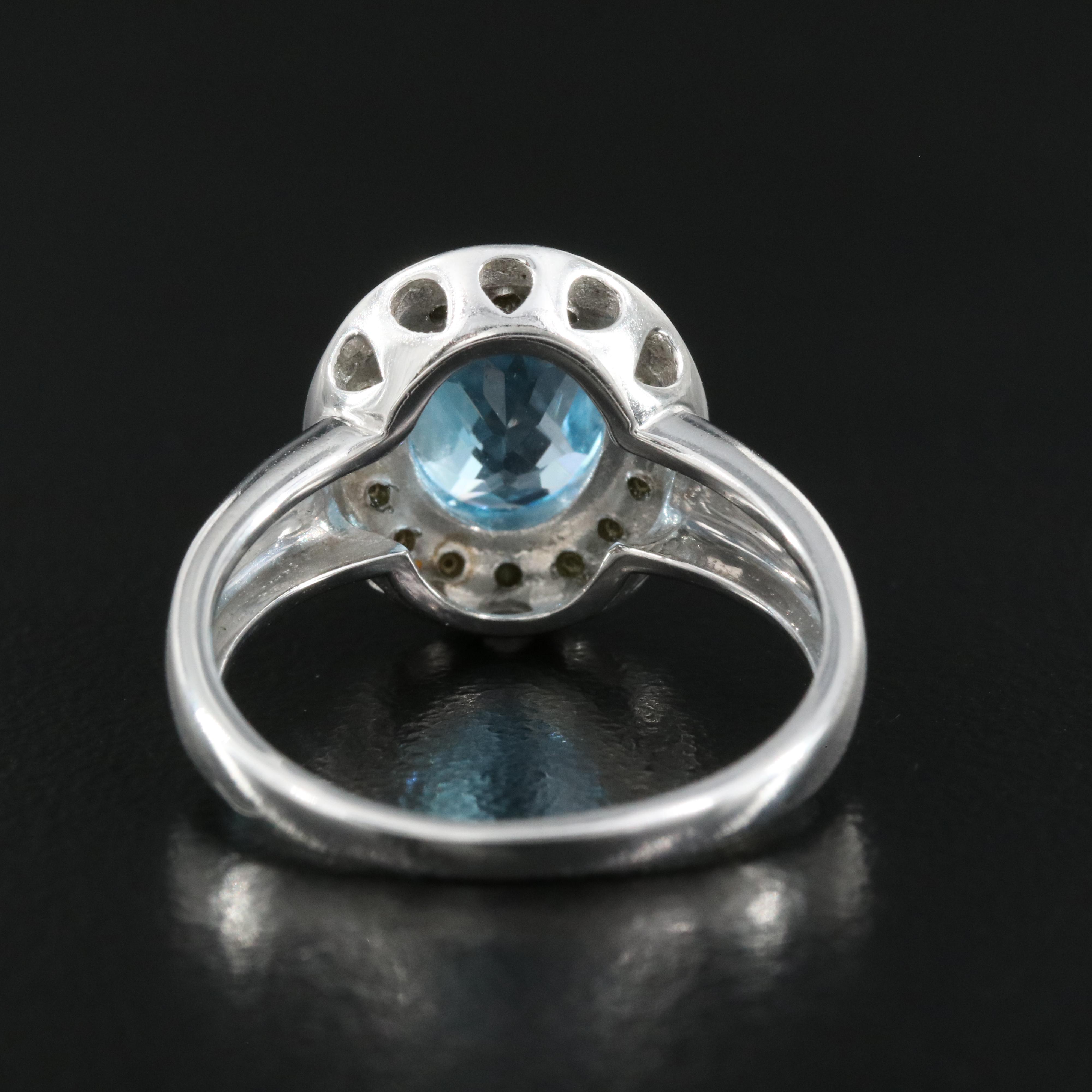 Sterling Swiss Blue Topaz and Marcasite Ring