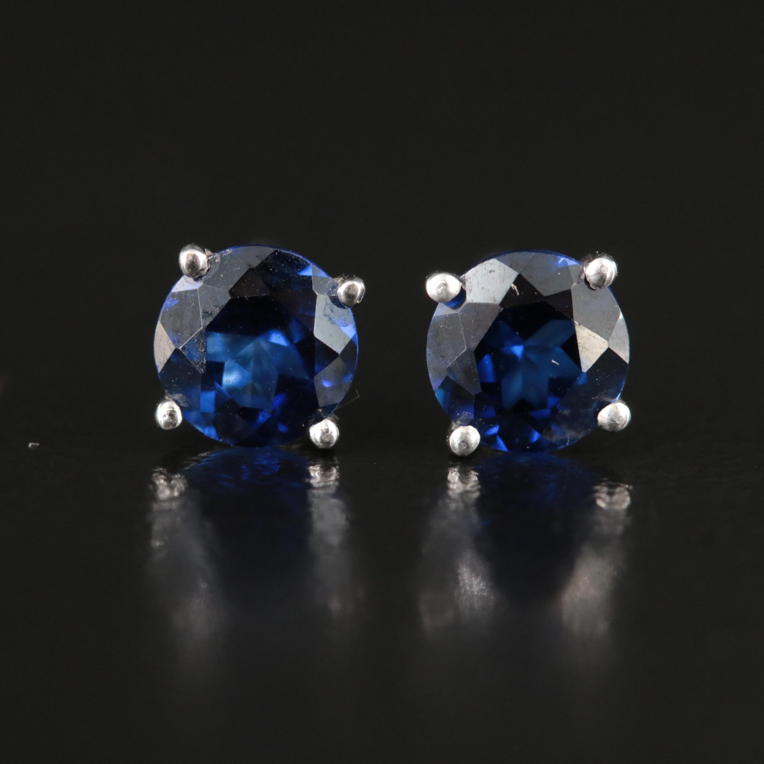 Sterling Sapphire Stud Earrings