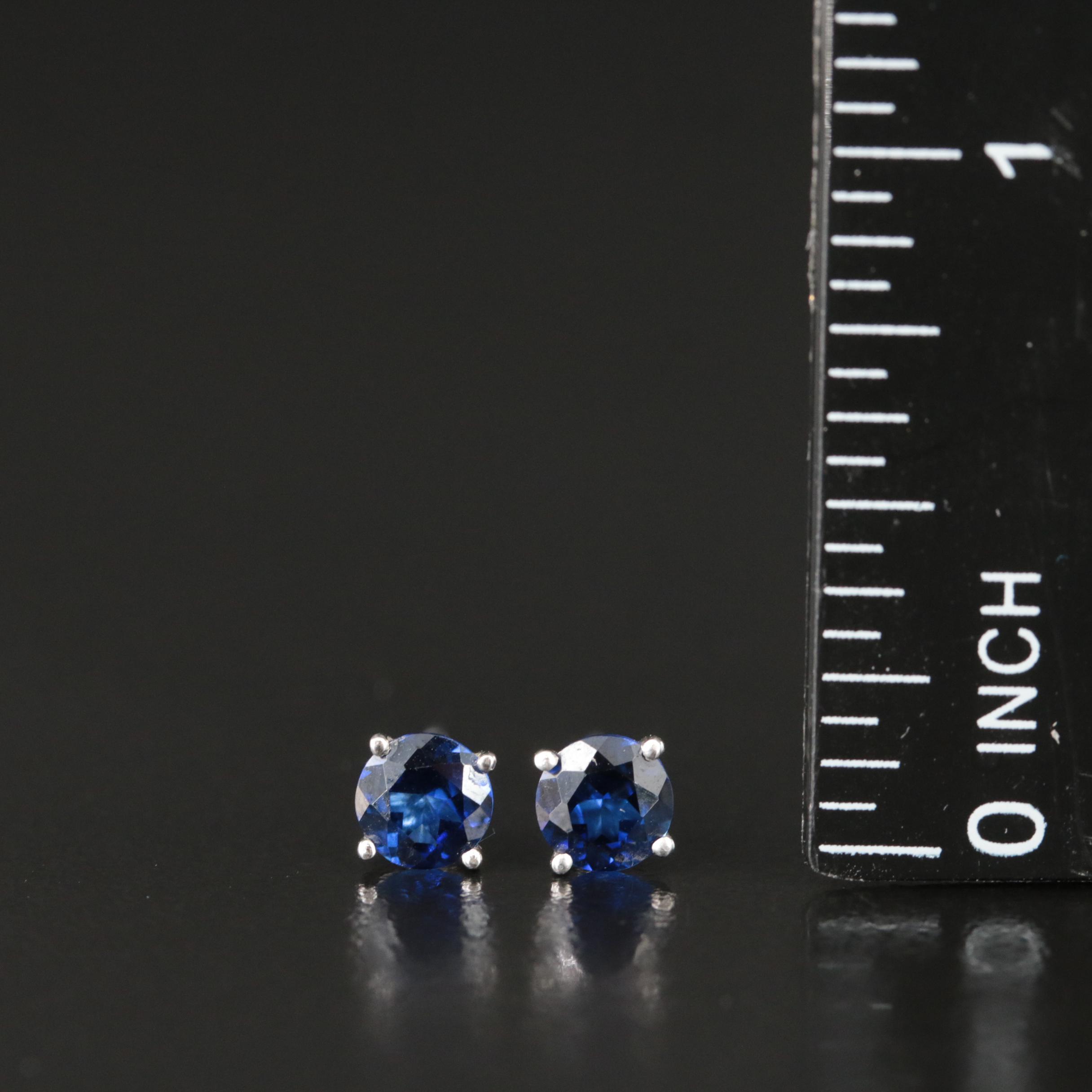 Sterling Sapphire Stud Earrings