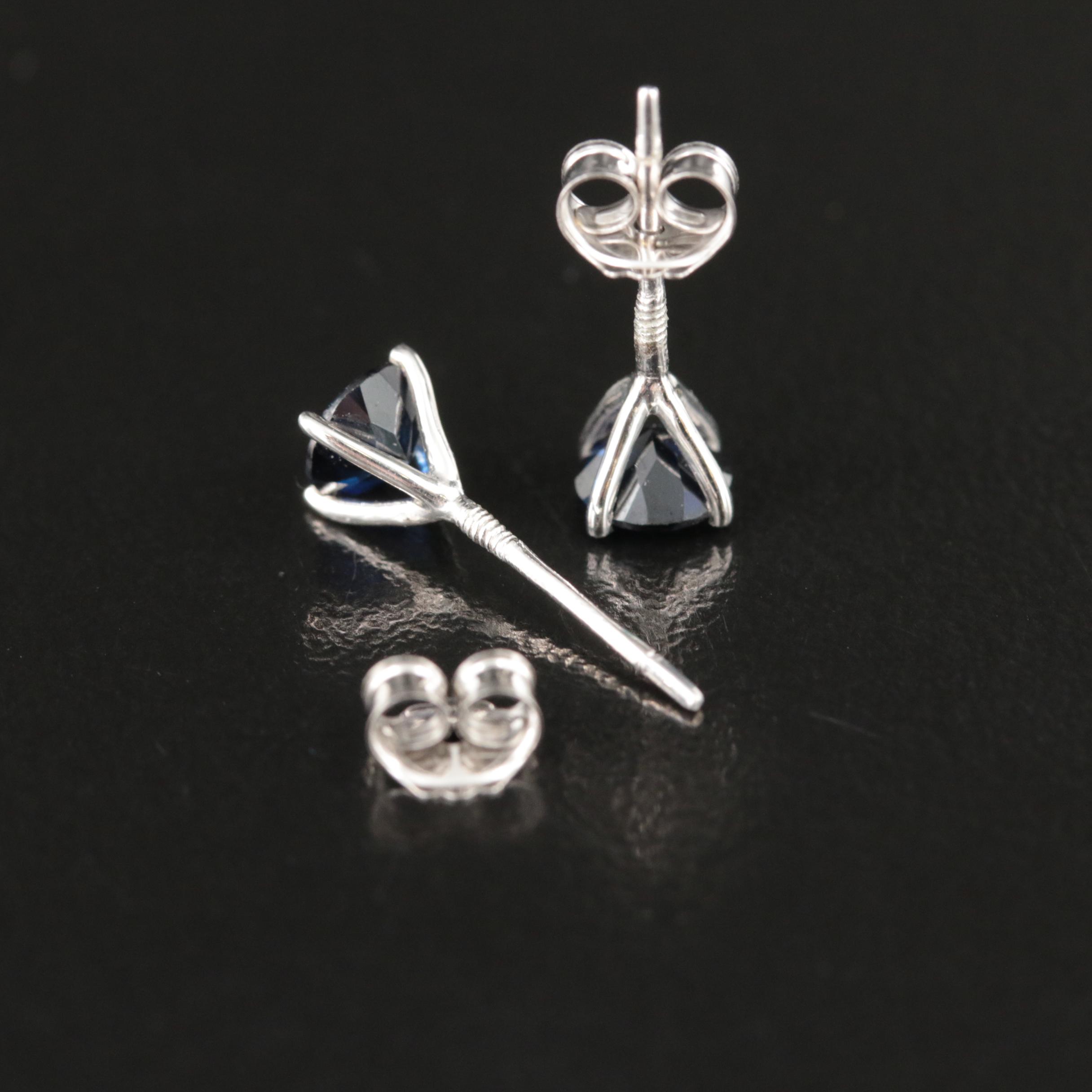 Sterling Sapphire Stud Earrings