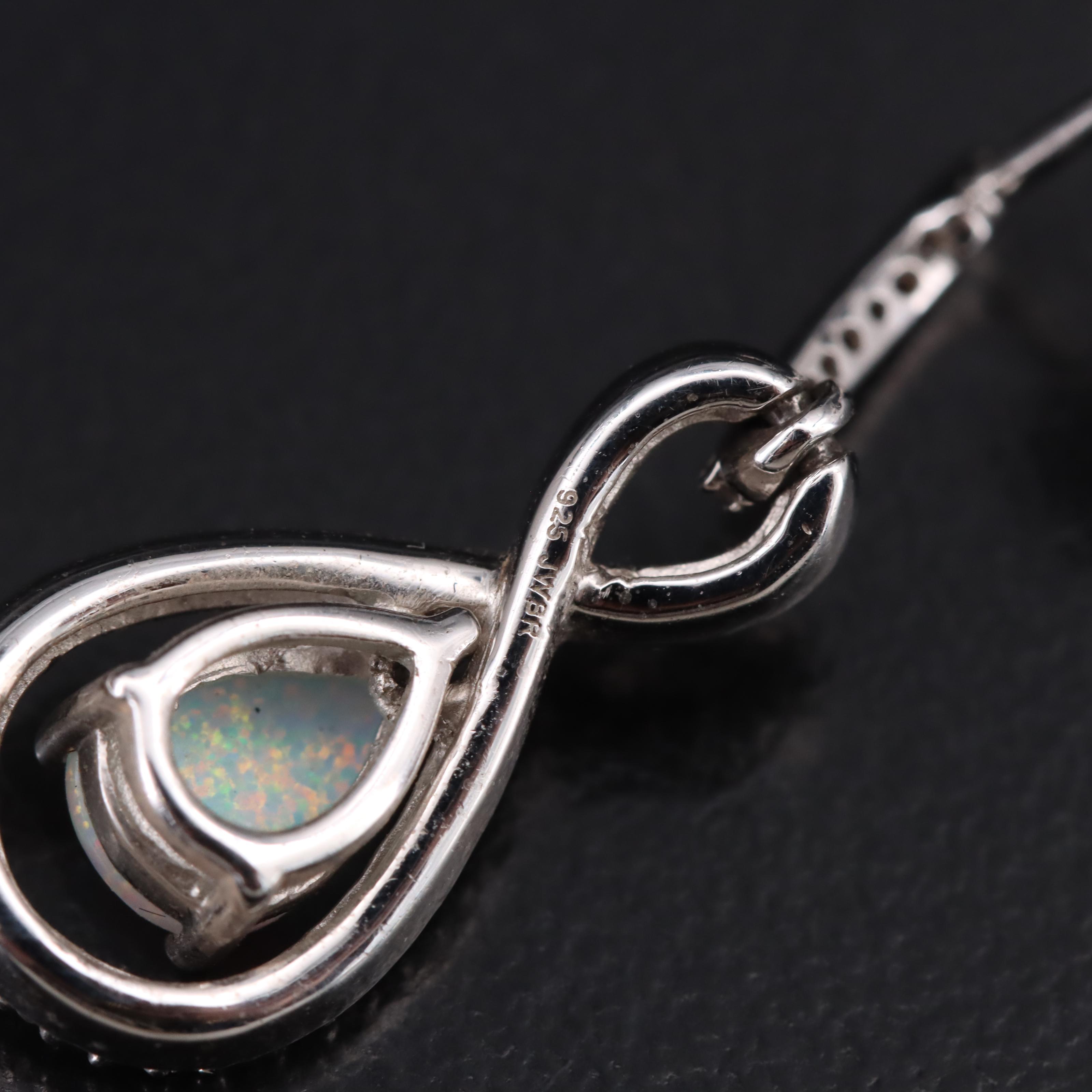 Sterling Opal and White Sapphire Earrings