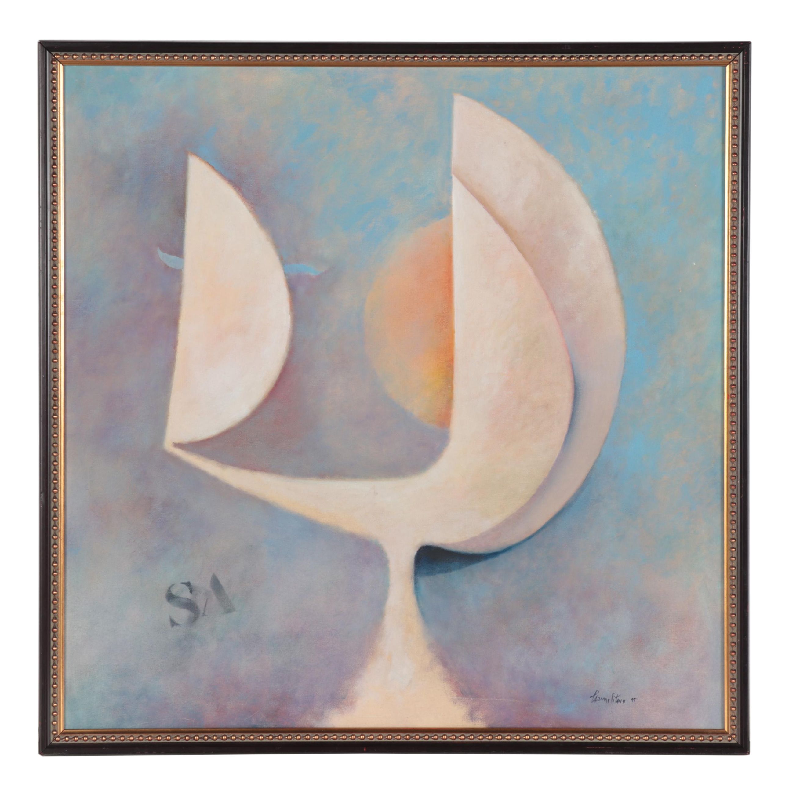 Frank R. Carmelitano Abstract Oil Painting, 1995