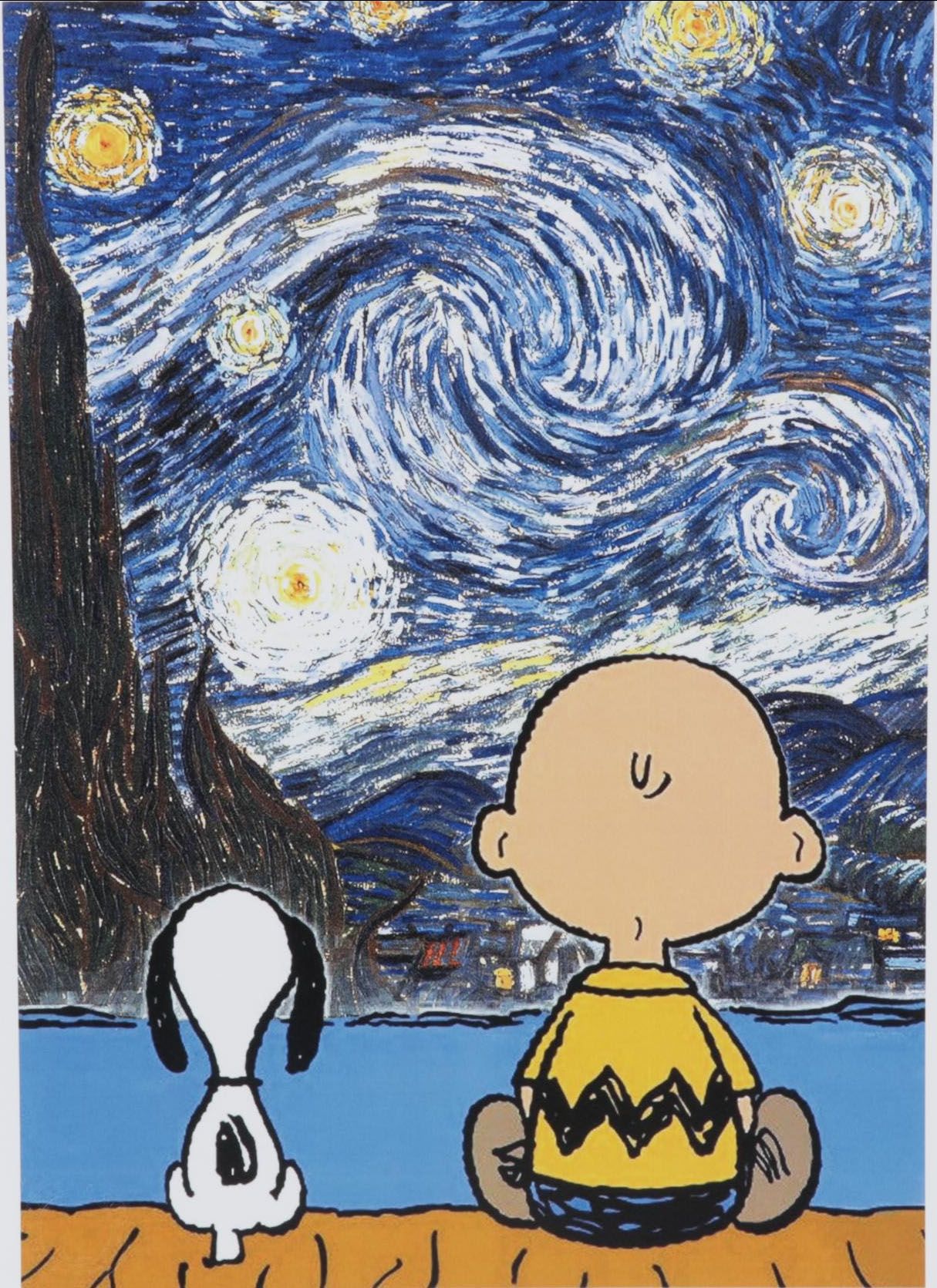 Death NYC Digital Pop Art Print "Snoopy and Charlie Brown Homage to Van Gogh"