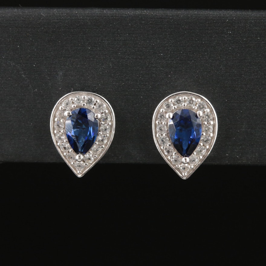 Sterling Sapphire and Topaz Earrings