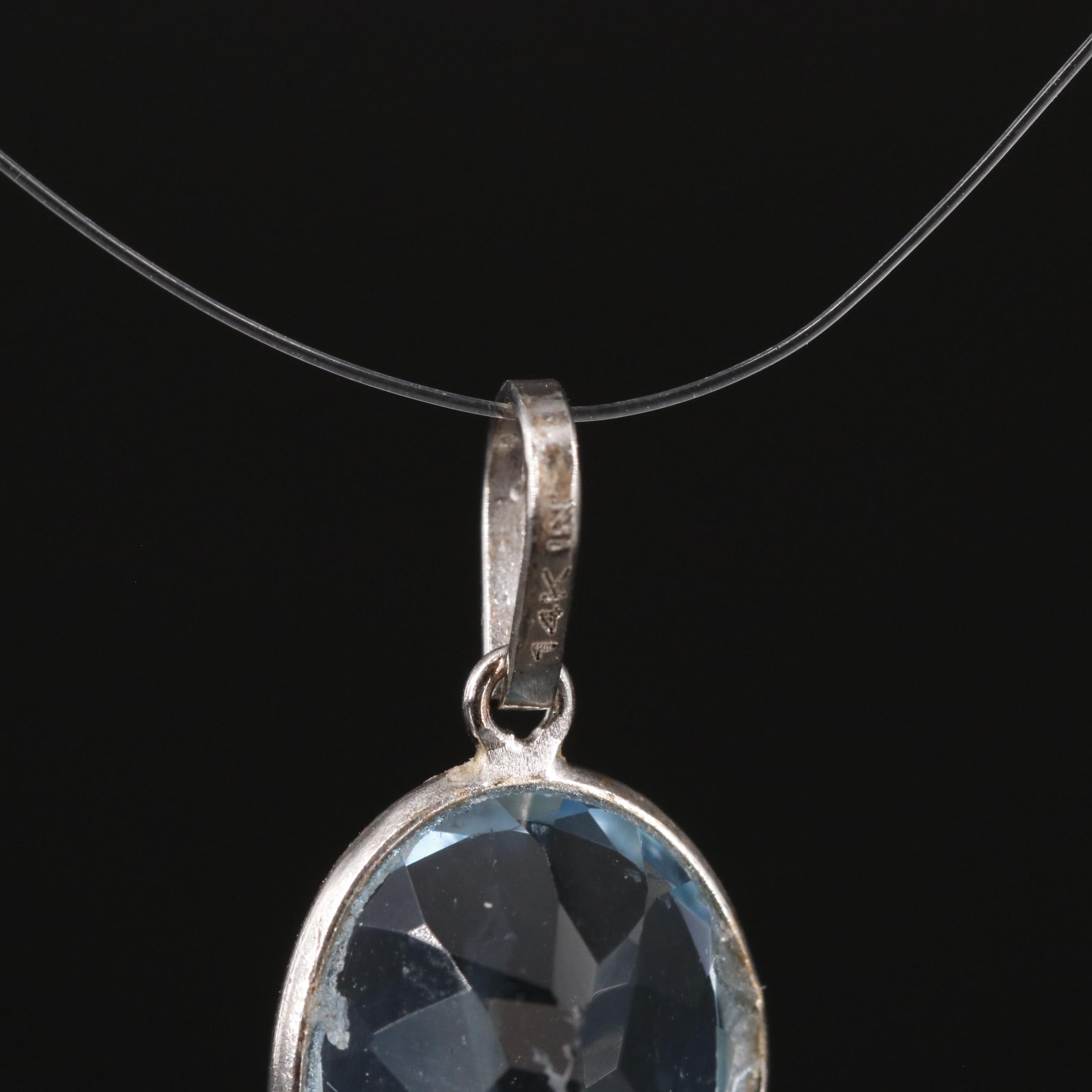 14K Blue Topaz Pendant