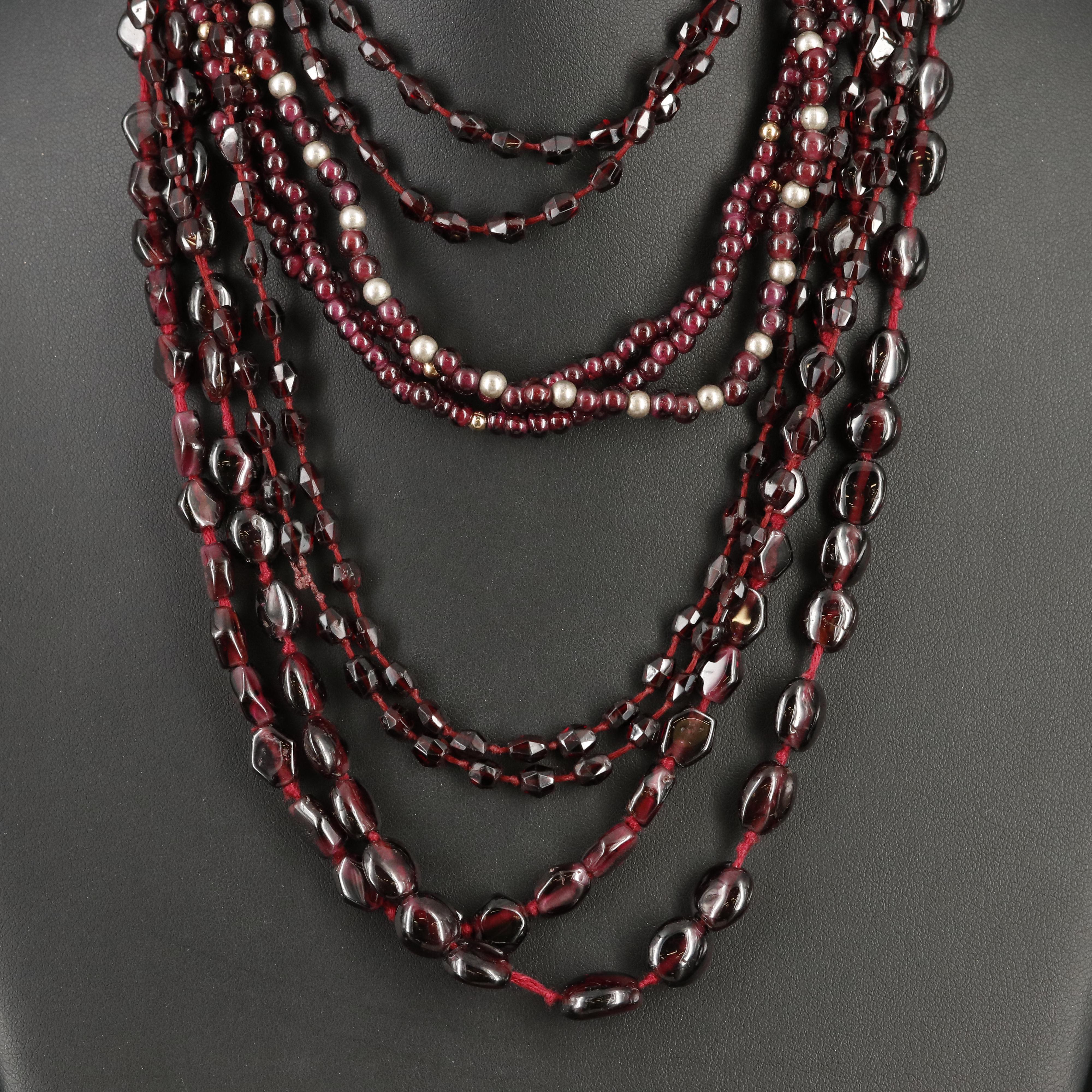 Garnet Necklaces Including 14K and Sterling Silver