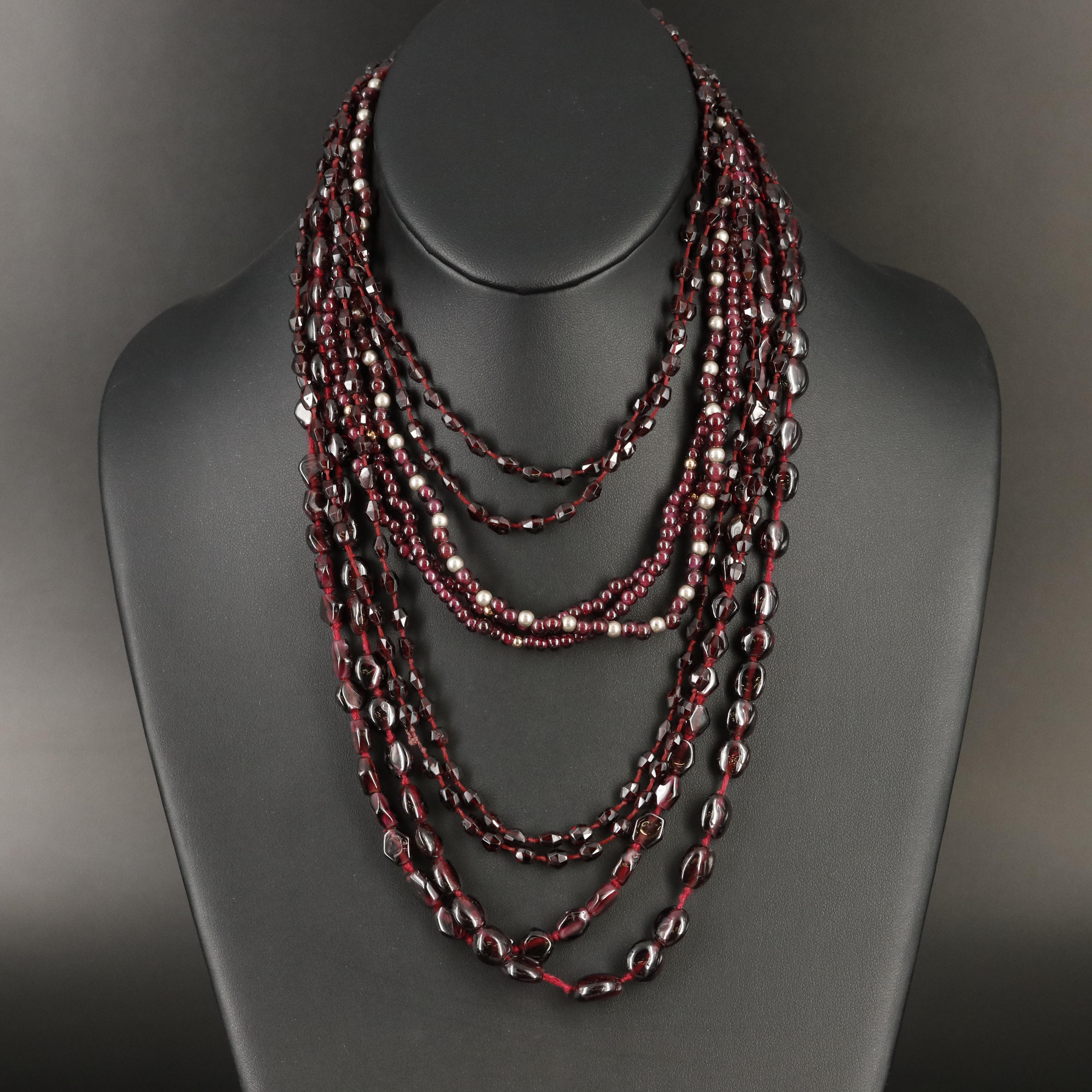 Garnet Necklaces Including 14K and Sterling Silver