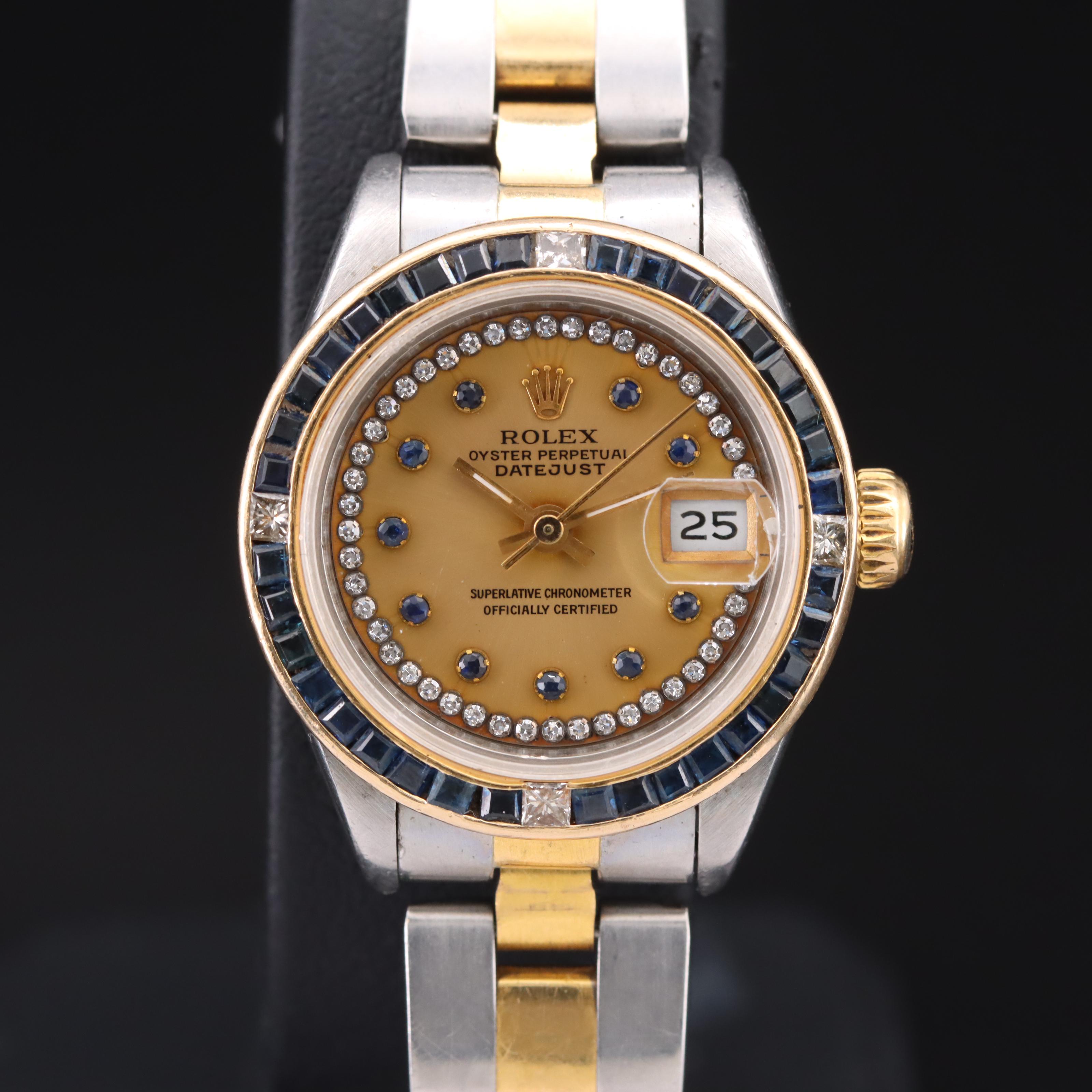 1989 Rolex Sapphire and Diamond Datejust Watch