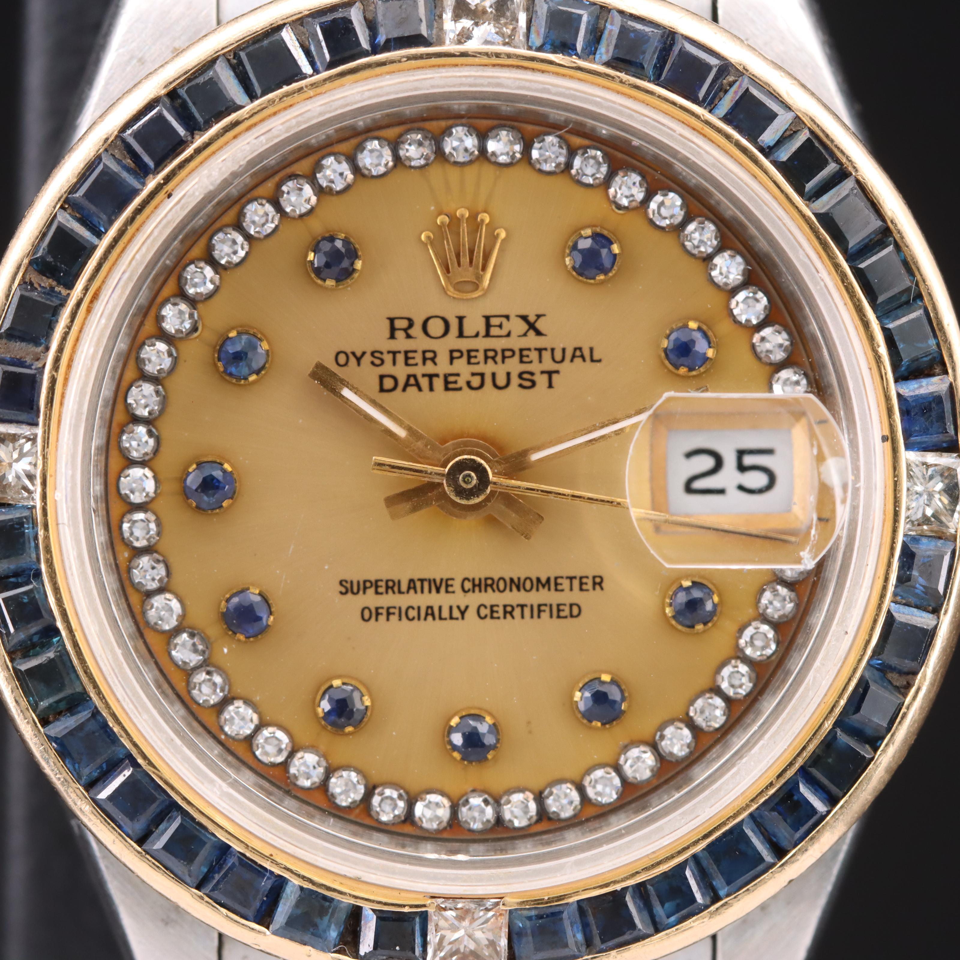 1989 Rolex Sapphire and Diamond Datejust Watch