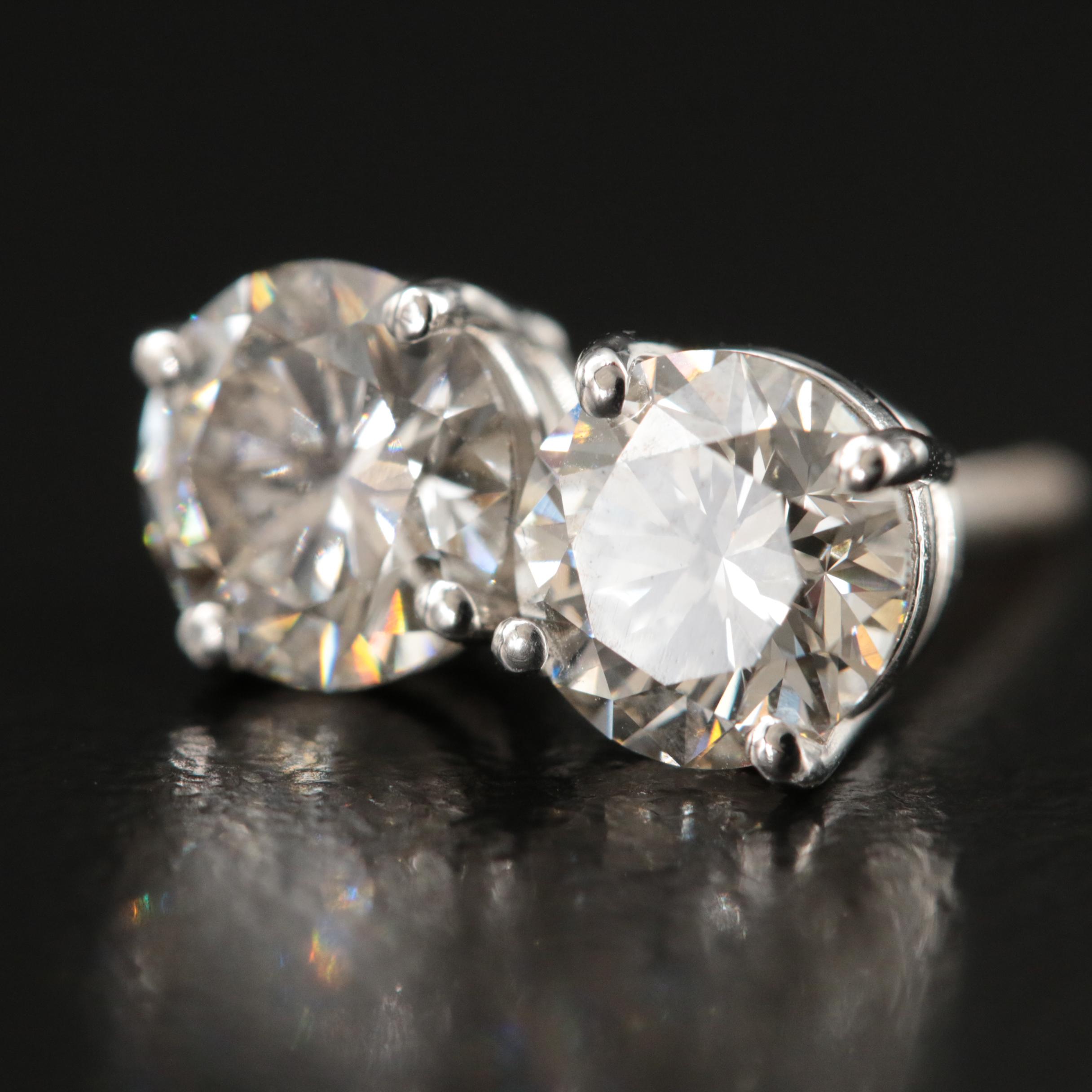 Platinum 1.72 CTW Lab Grown Diamond Stud Earrings