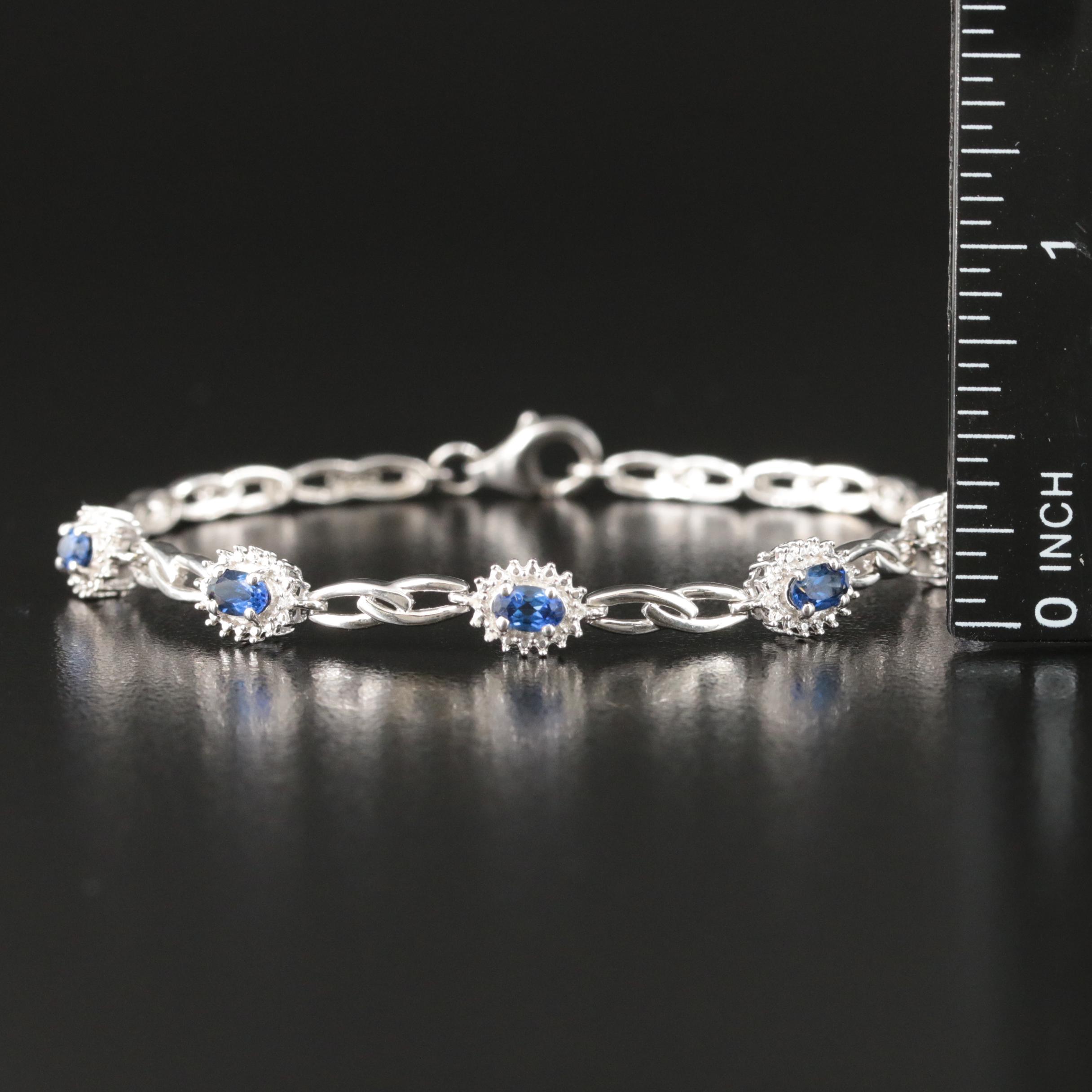 Sterling Sapphire and Diamond Bracelet