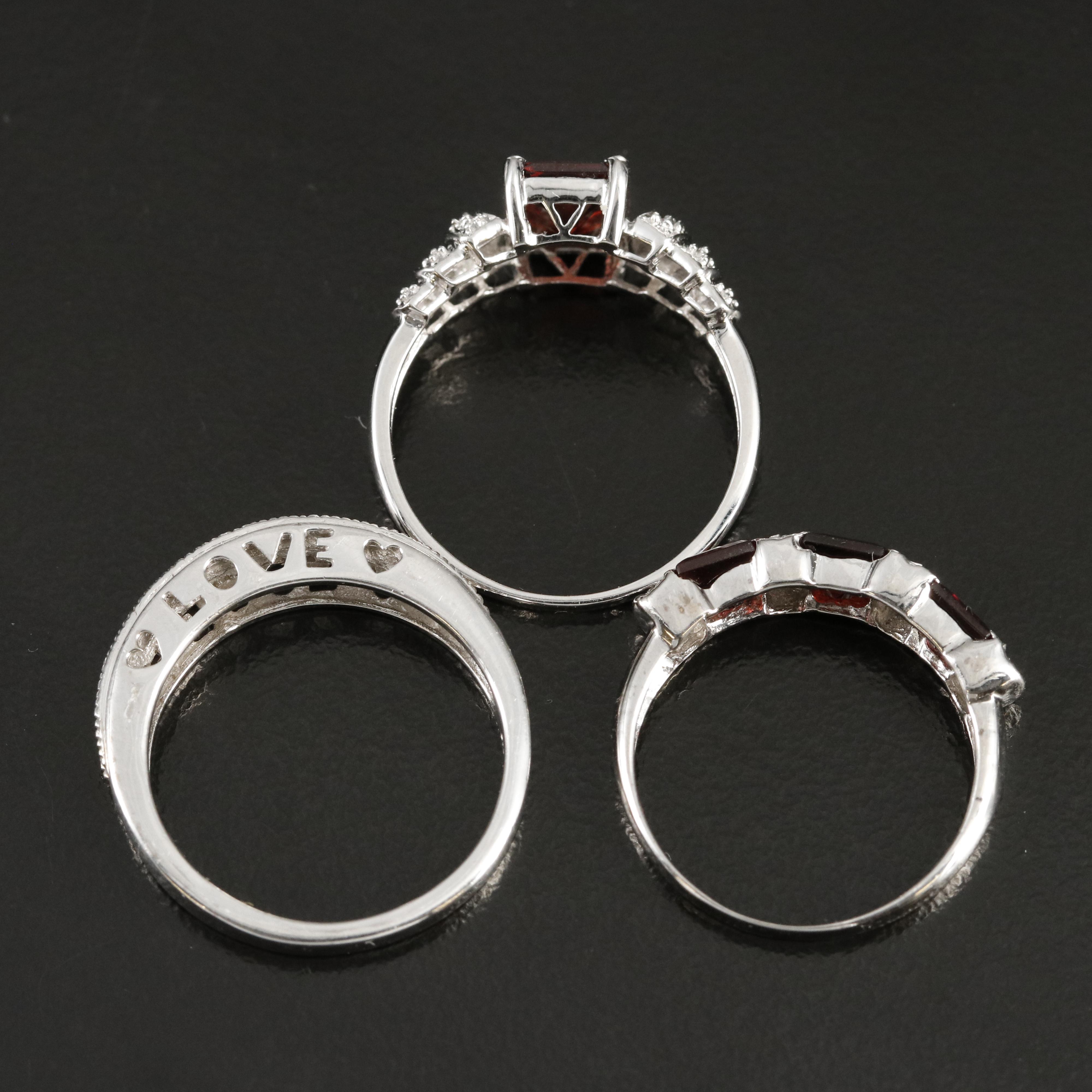 10K Rings Including Garnet and Diamond