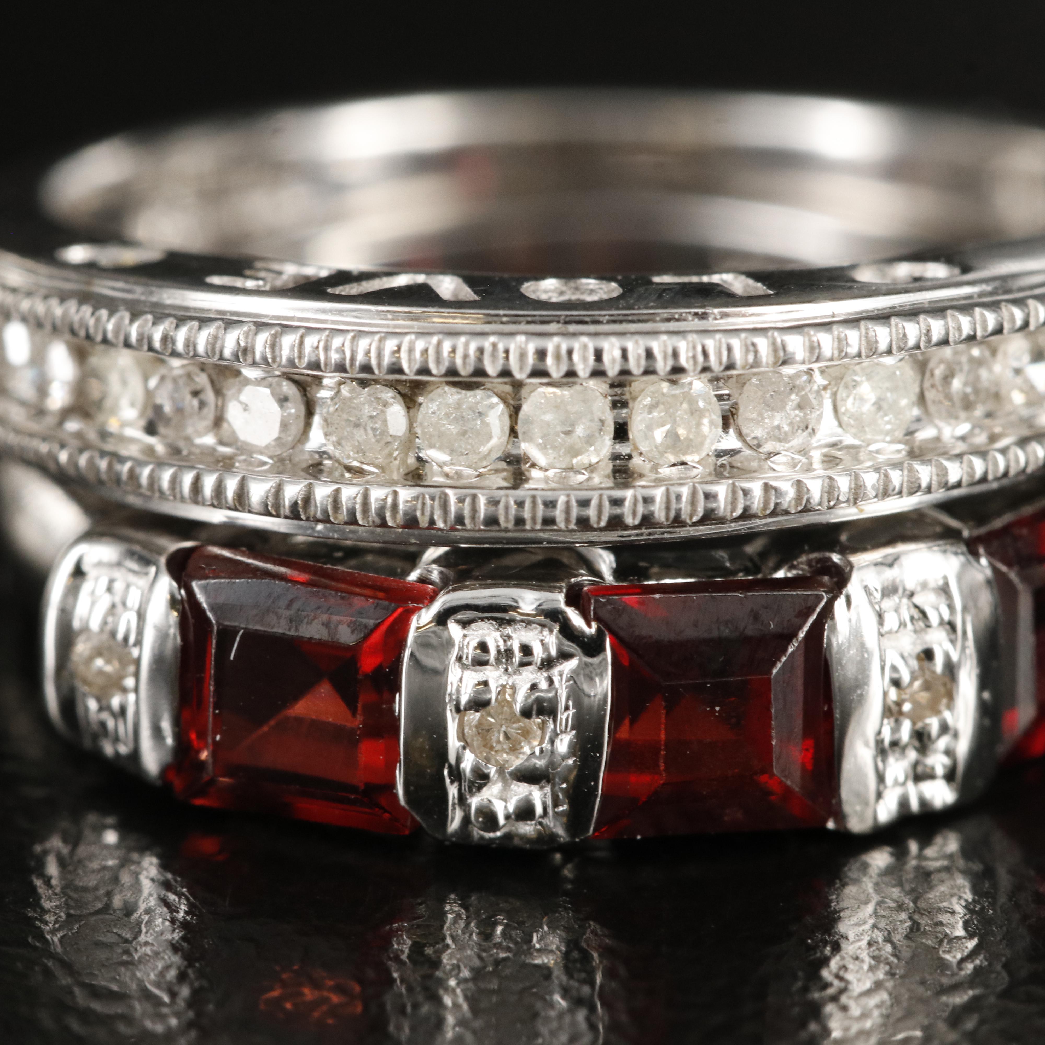 10K Rings Including Garnet and Diamond