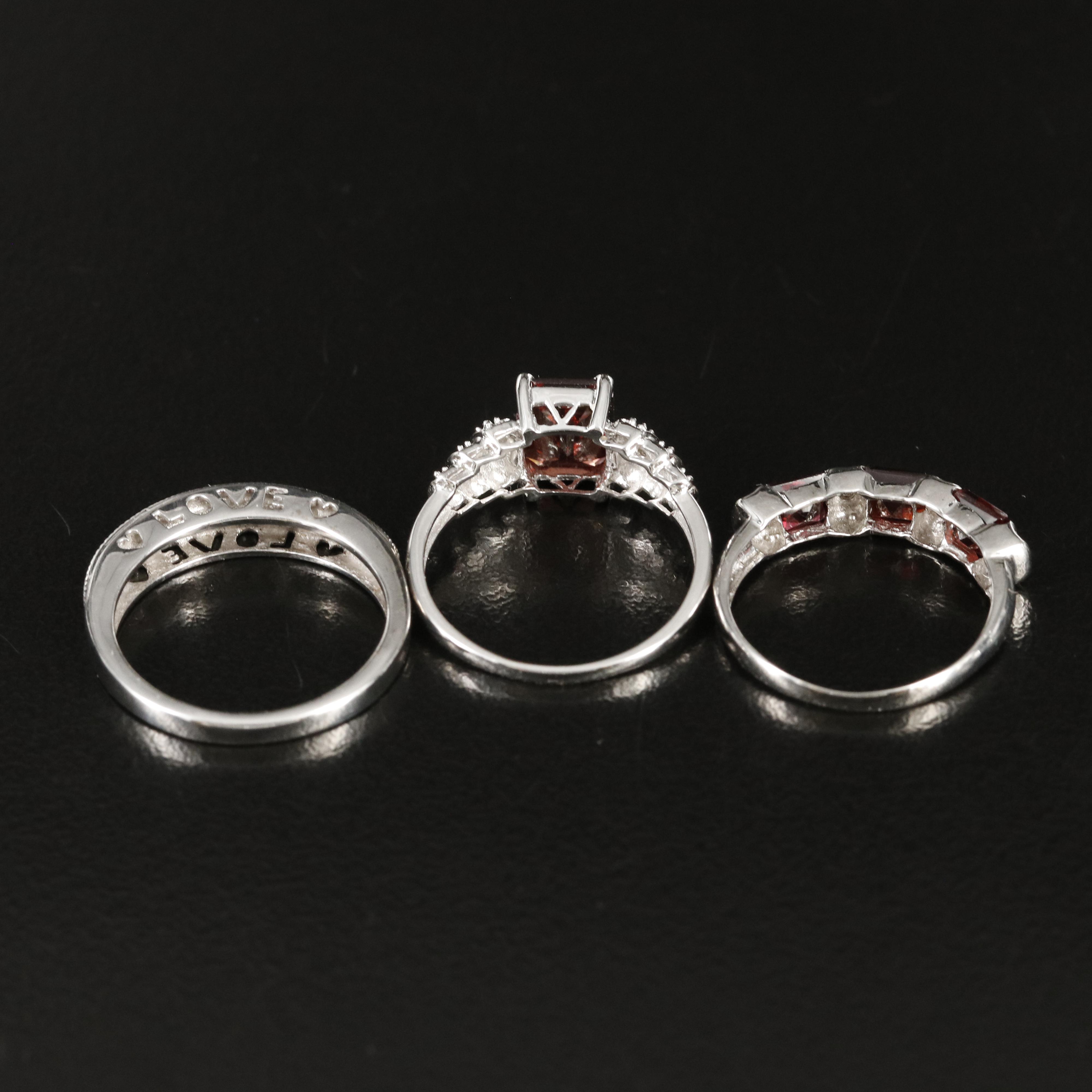 10K Rings Including Garnet and Diamond