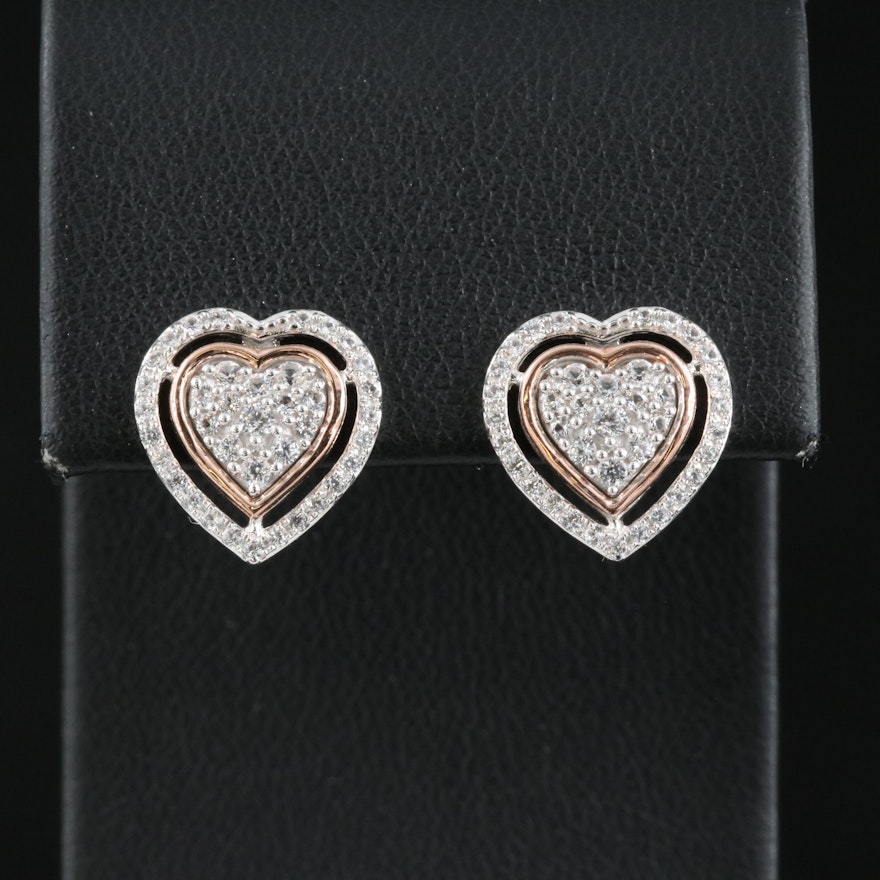 Sterling White Sapphire Heart Earrings