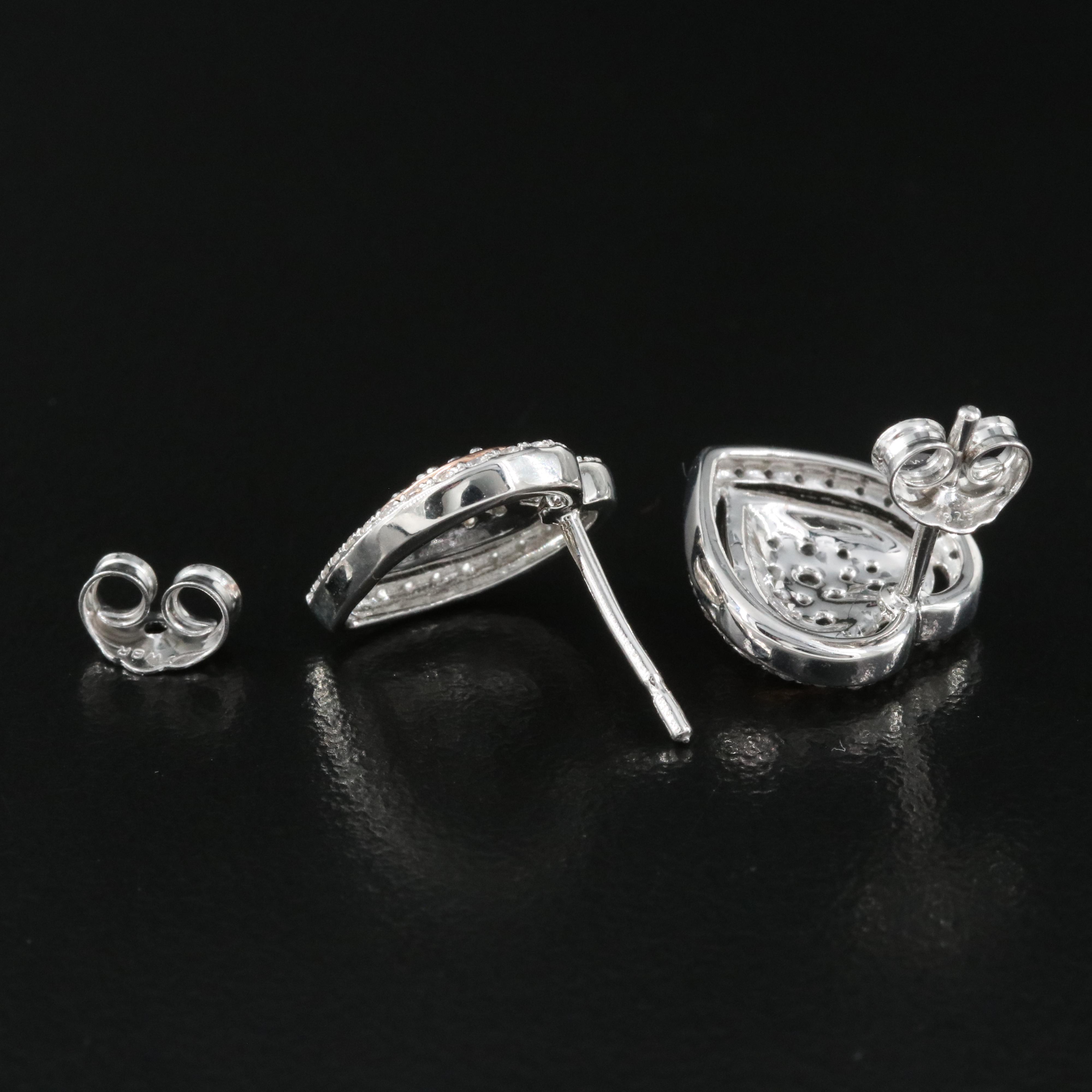 Sterling White Sapphire Heart Earrings