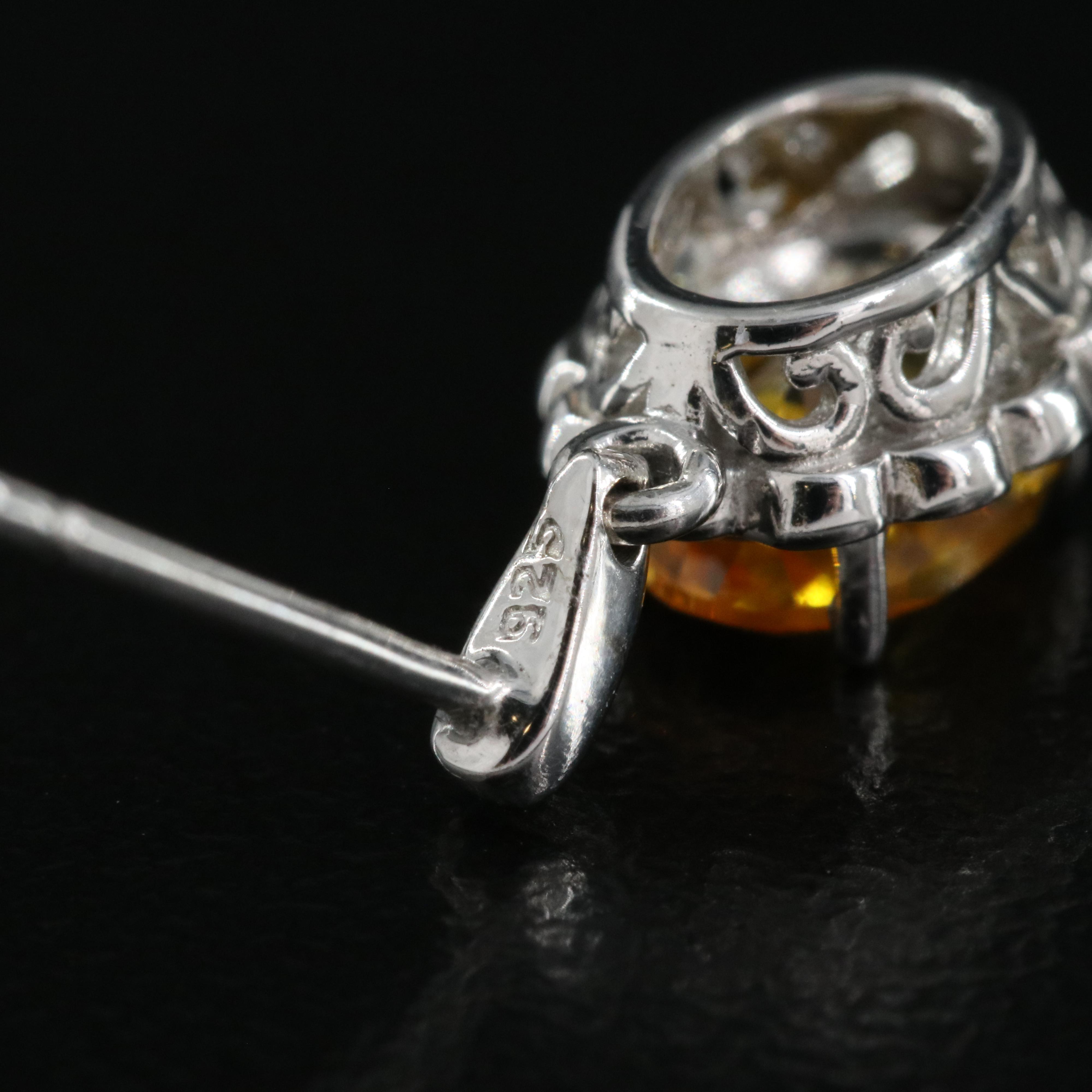 Sterling Yellow Sapphire and White Sapphire Earrings