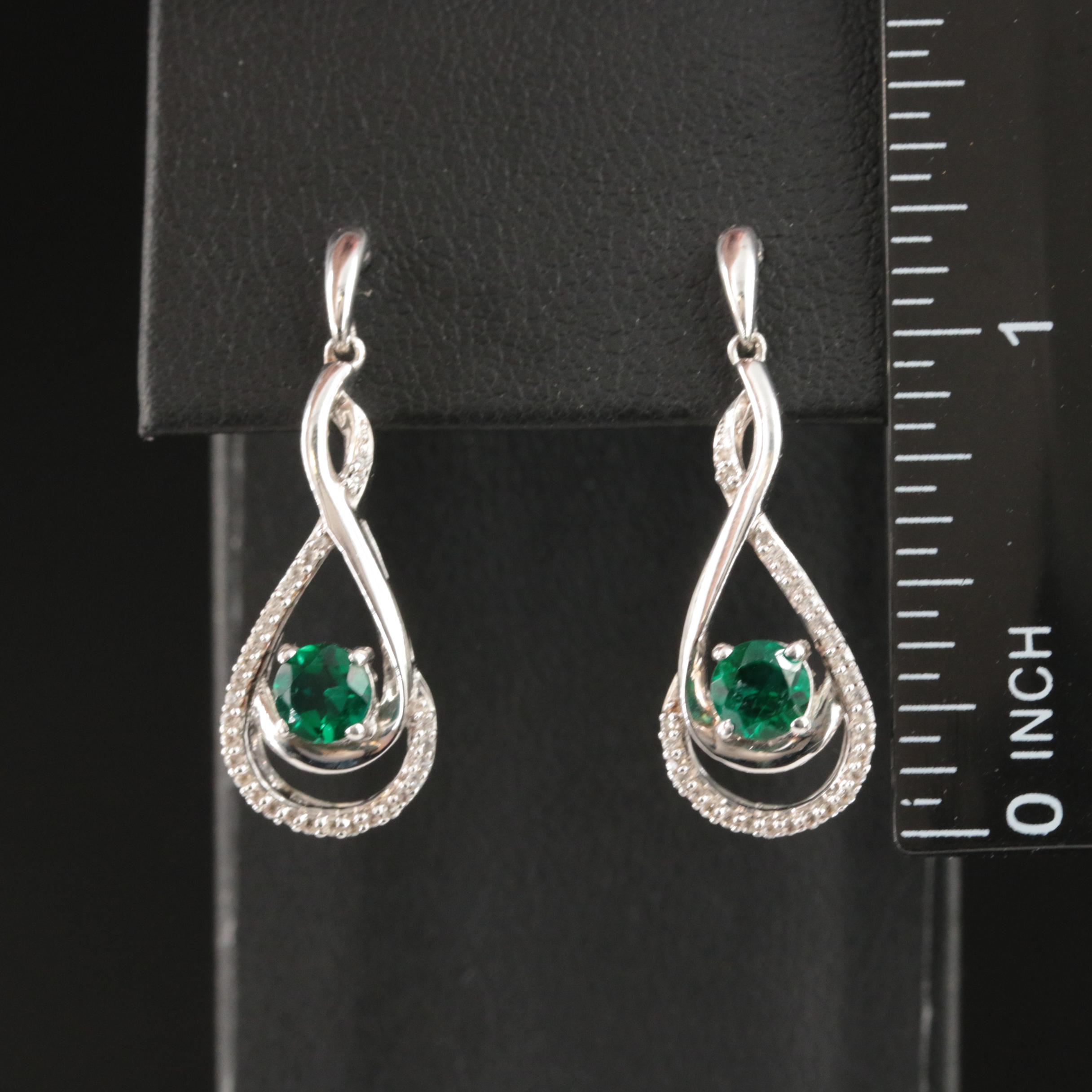 Sterling Emerald and Sapphire Earrings