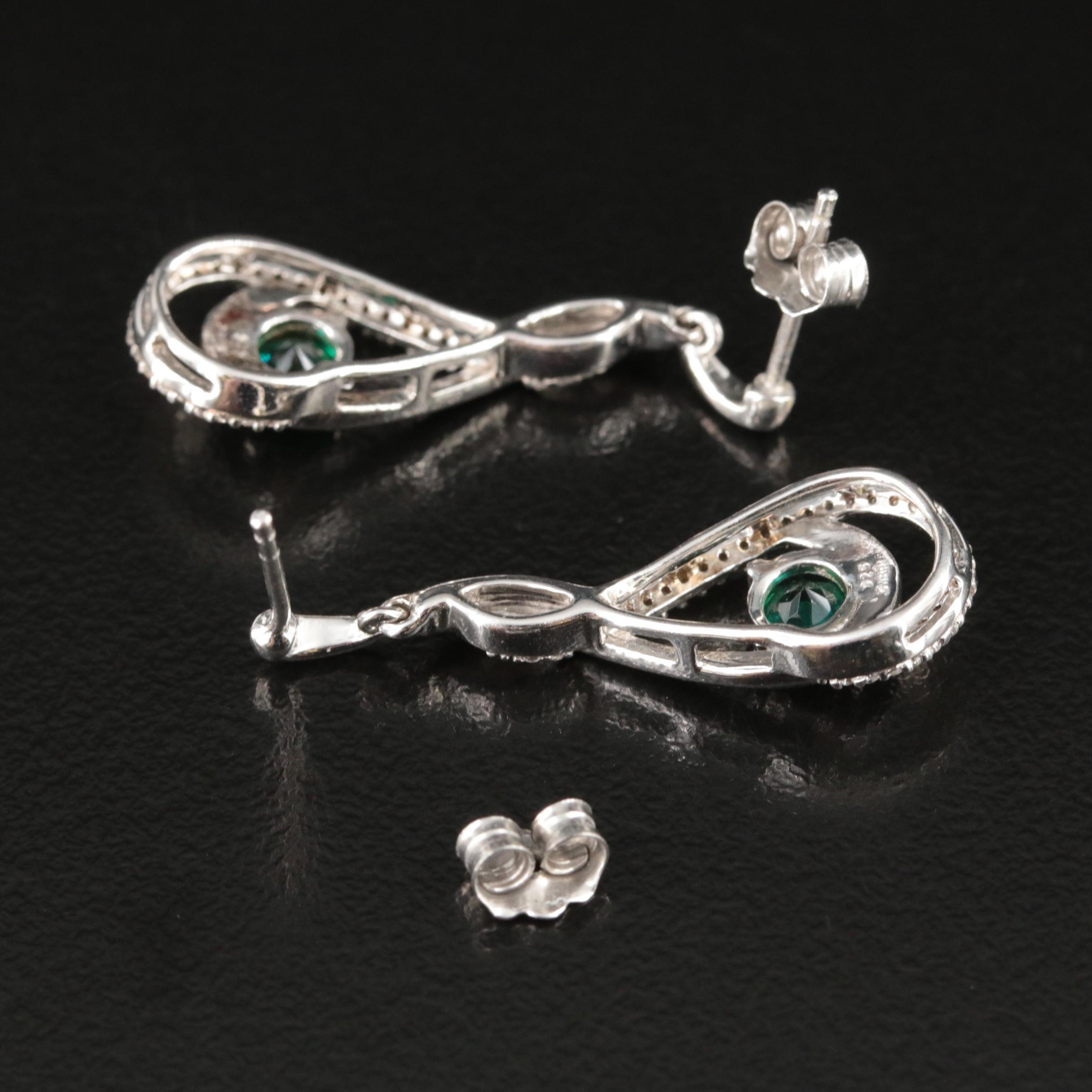Sterling Emerald and Sapphire Earrings