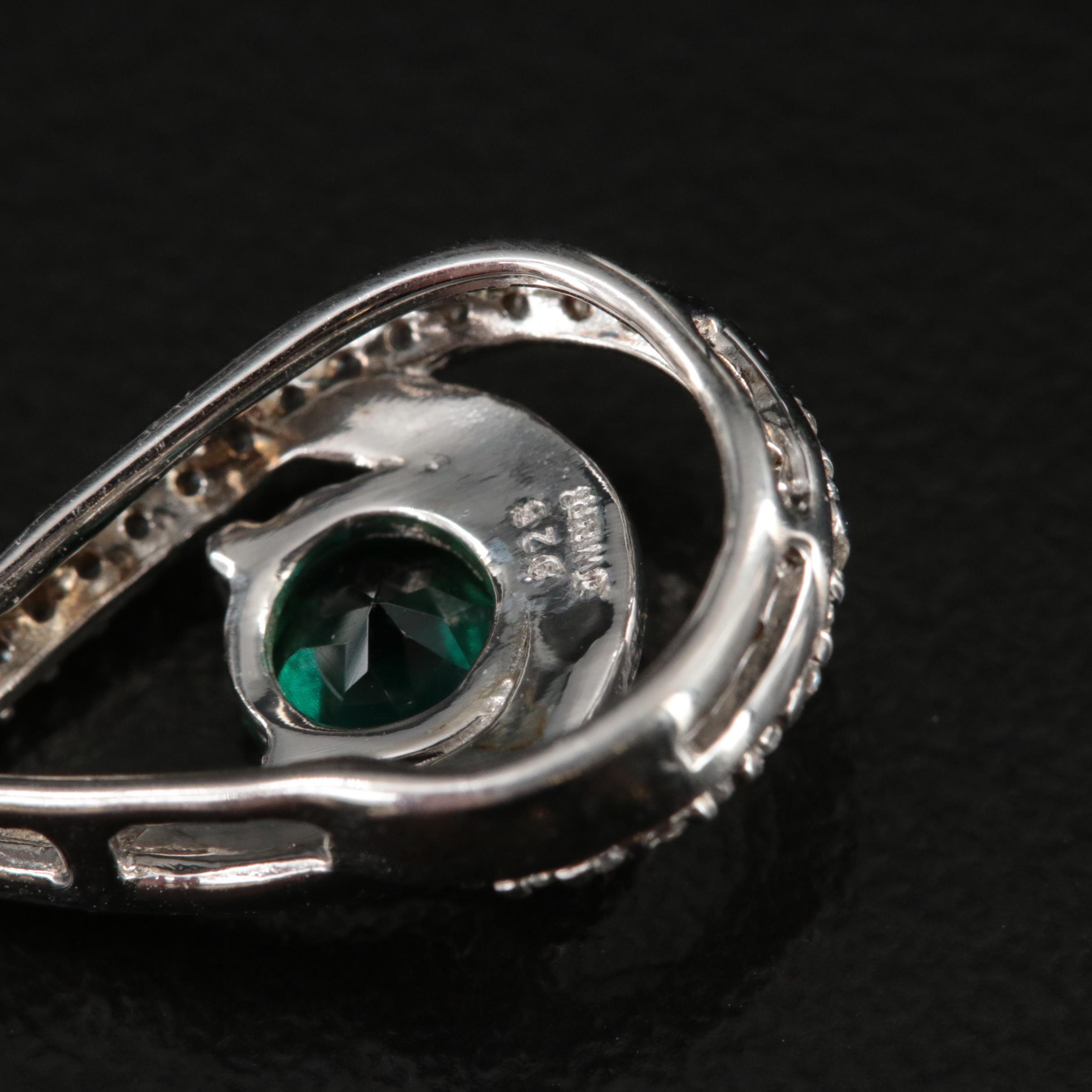 Sterling Emerald and Sapphire Earrings