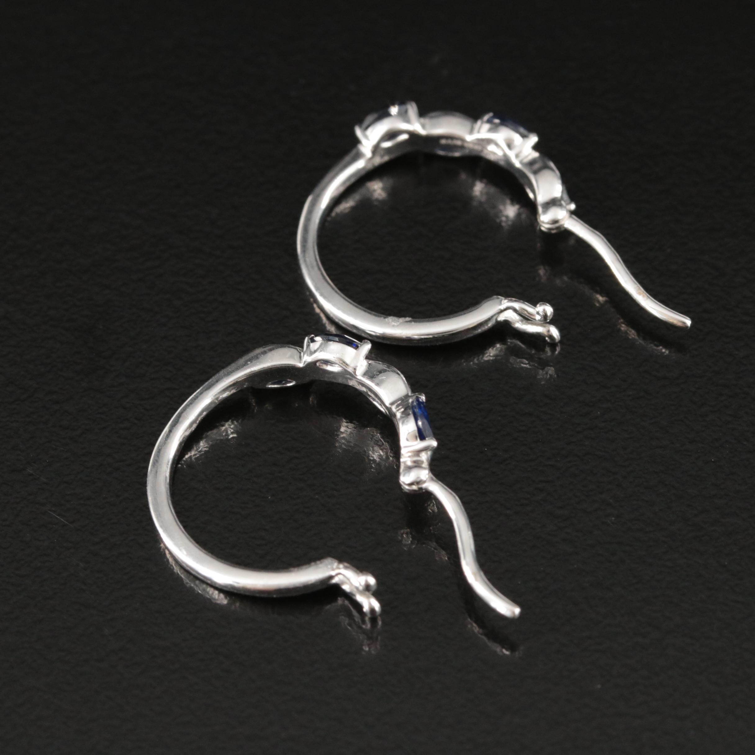 Sterling Sapphire Hoop Earrings