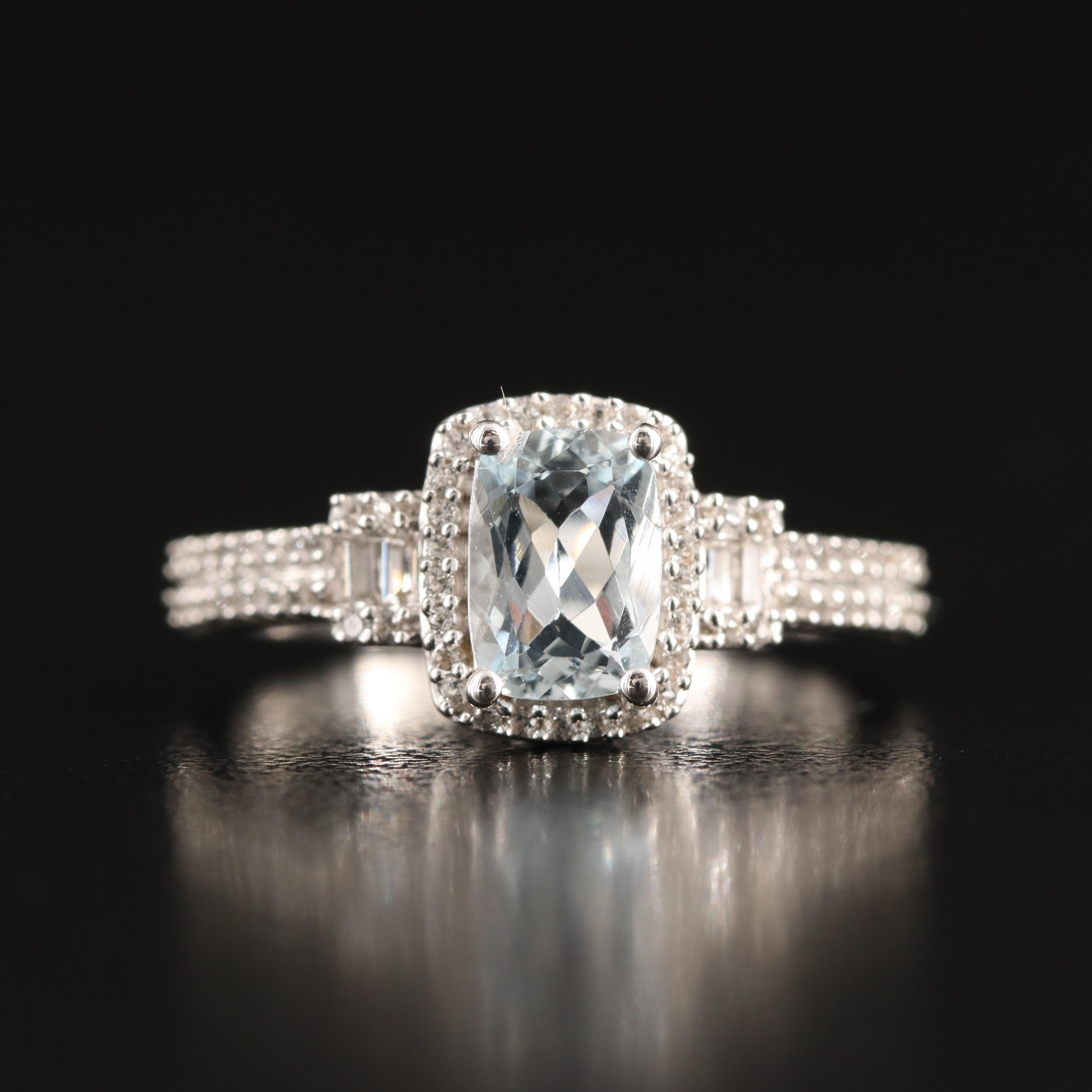 Sterling Aquamarine and Sapphire Ring