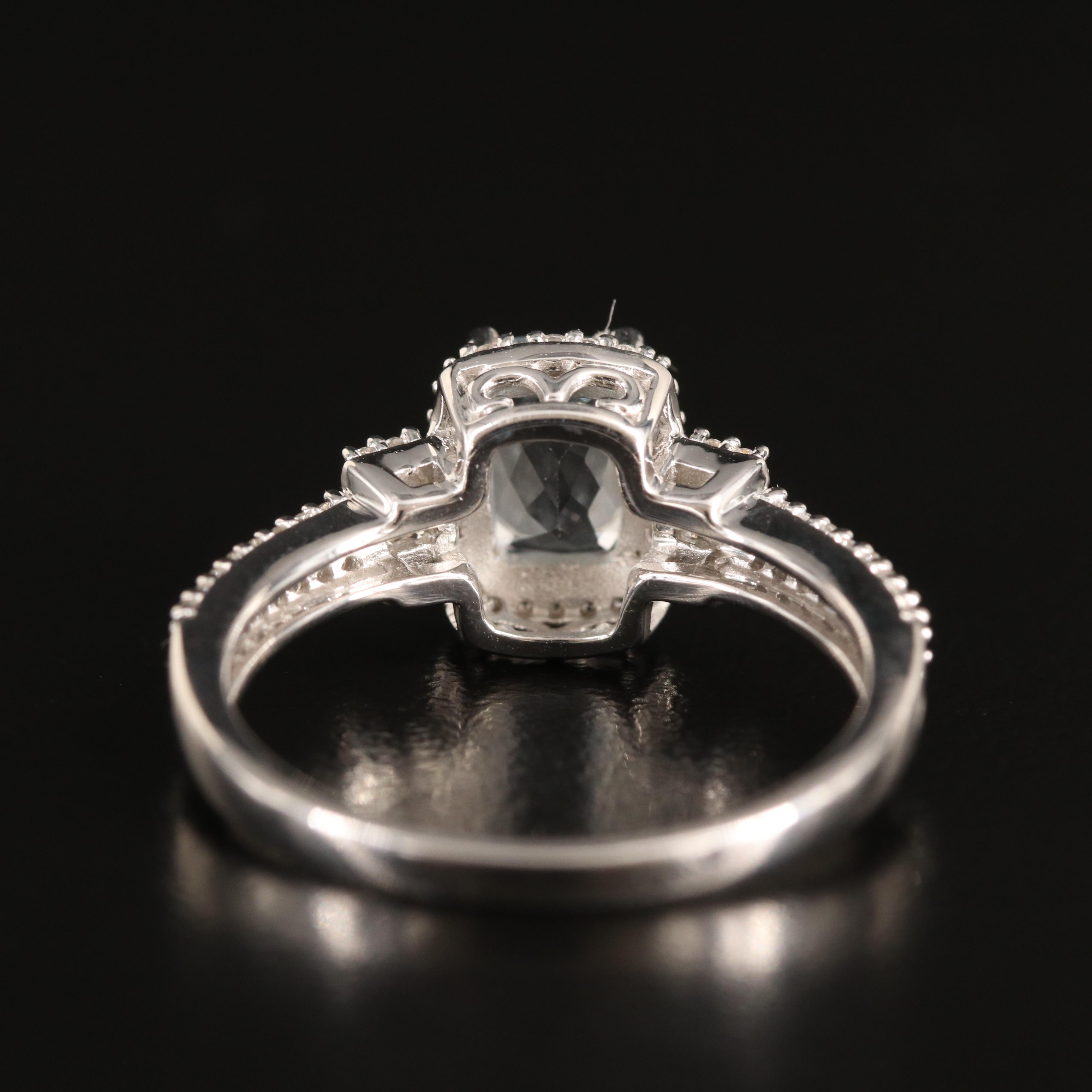 Sterling Aquamarine and Sapphire Ring