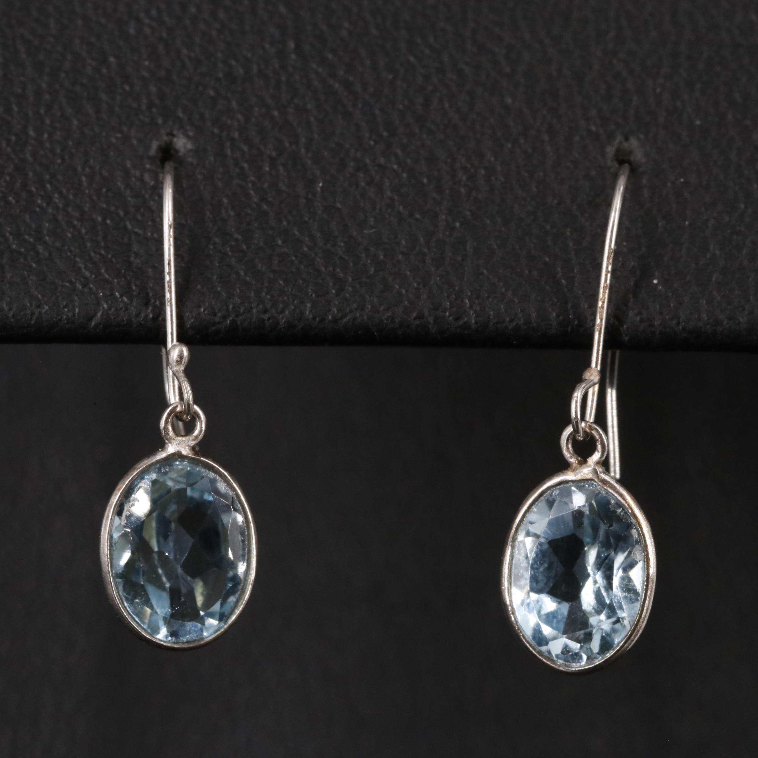 14K Blue Topaz Drop Earrings