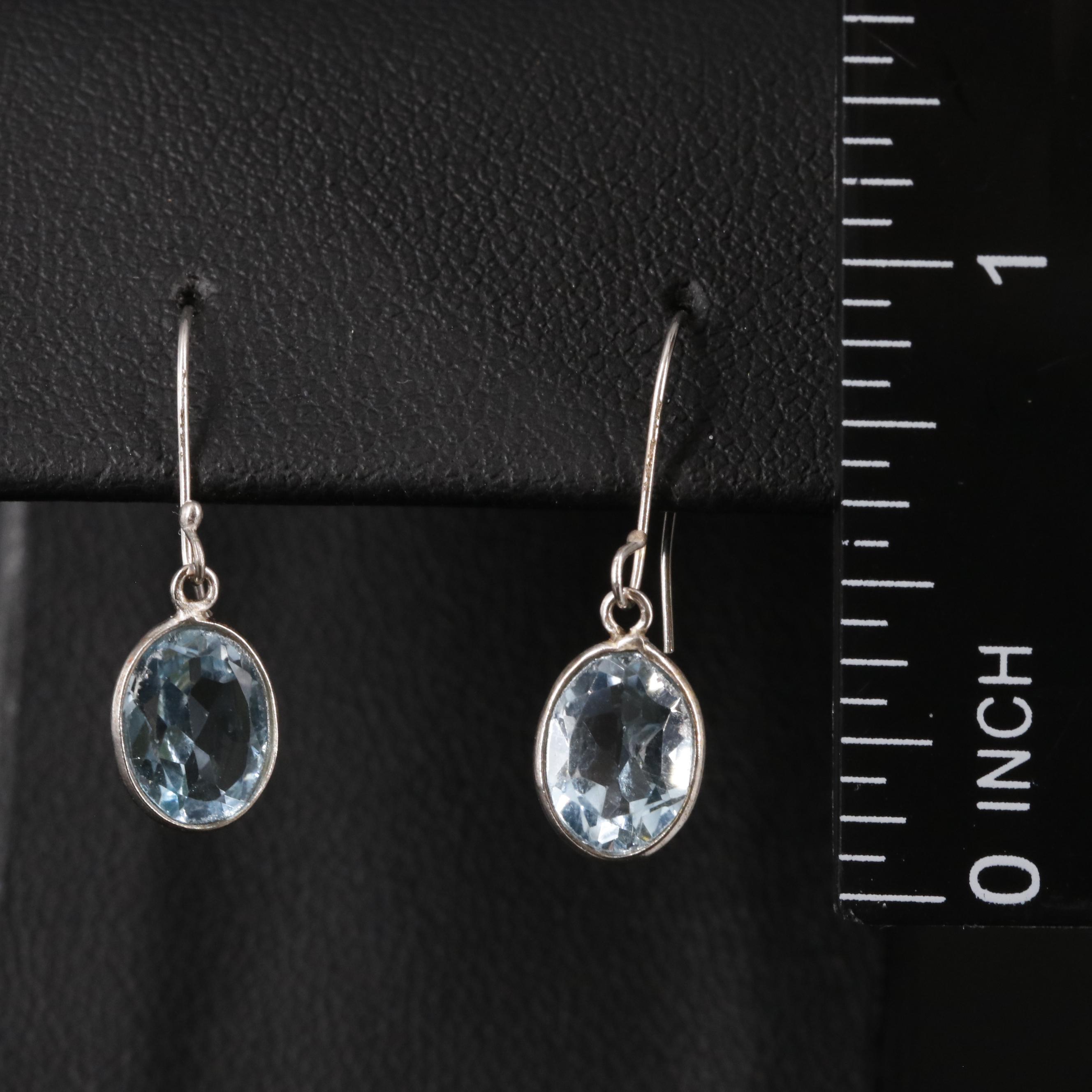 14K Blue Topaz Drop Earrings