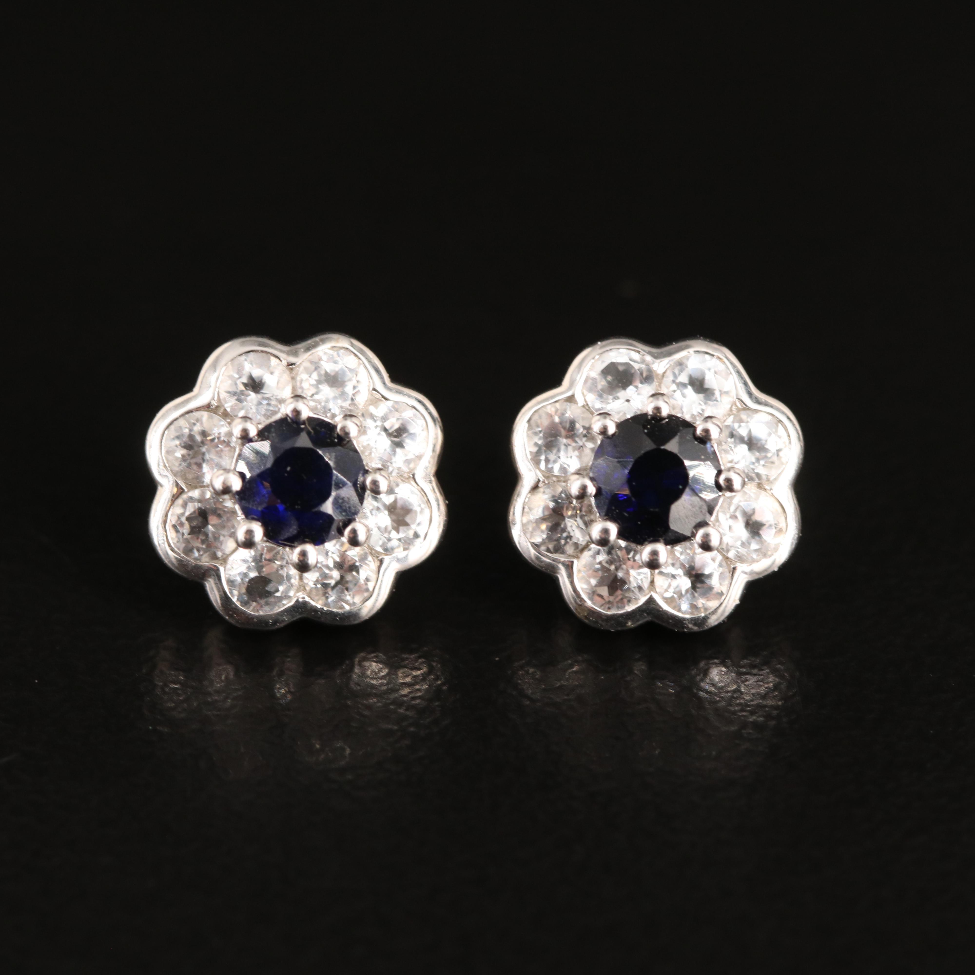 Sterling Sapphire and White Topaz Earrings