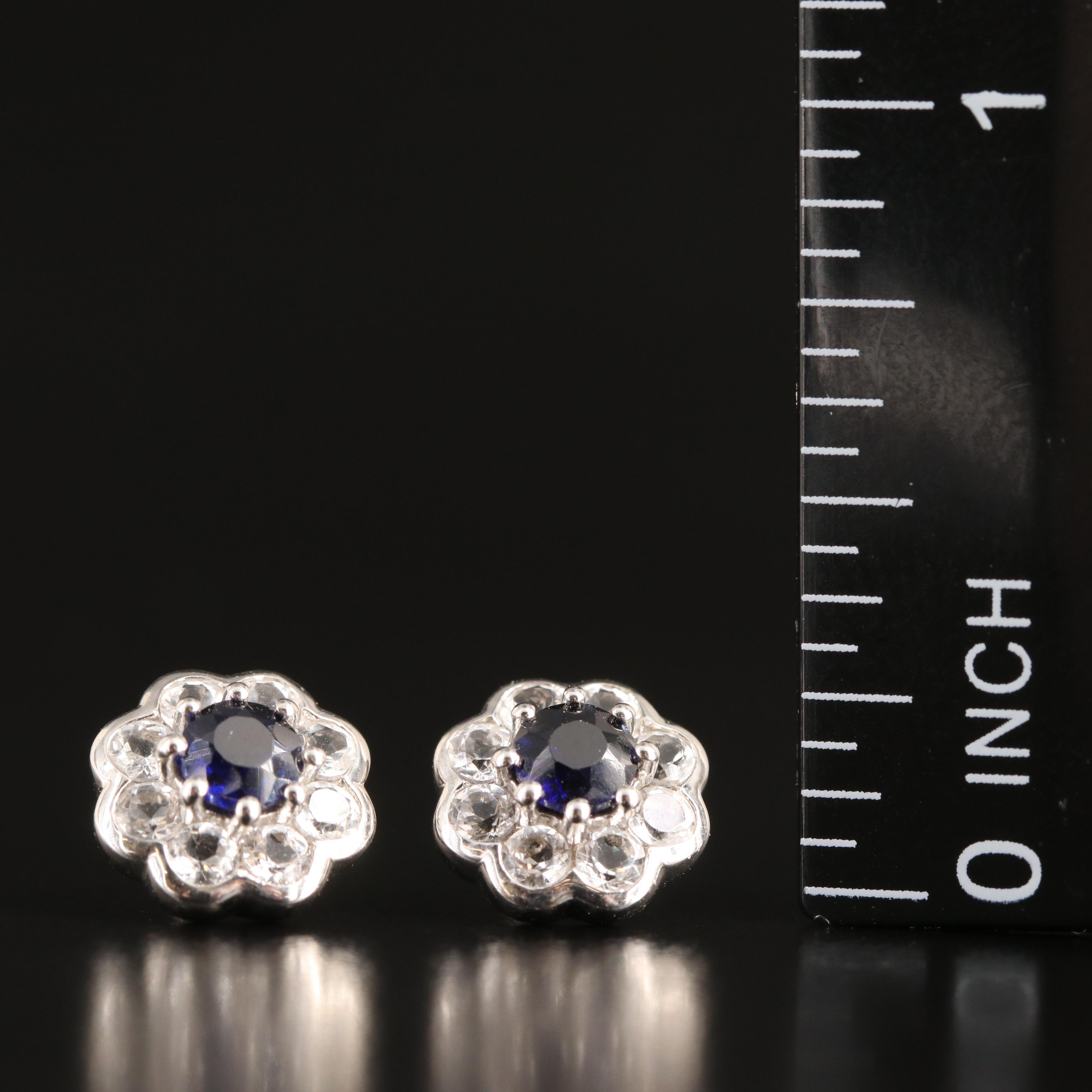 Sterling Sapphire and White Topaz Earrings