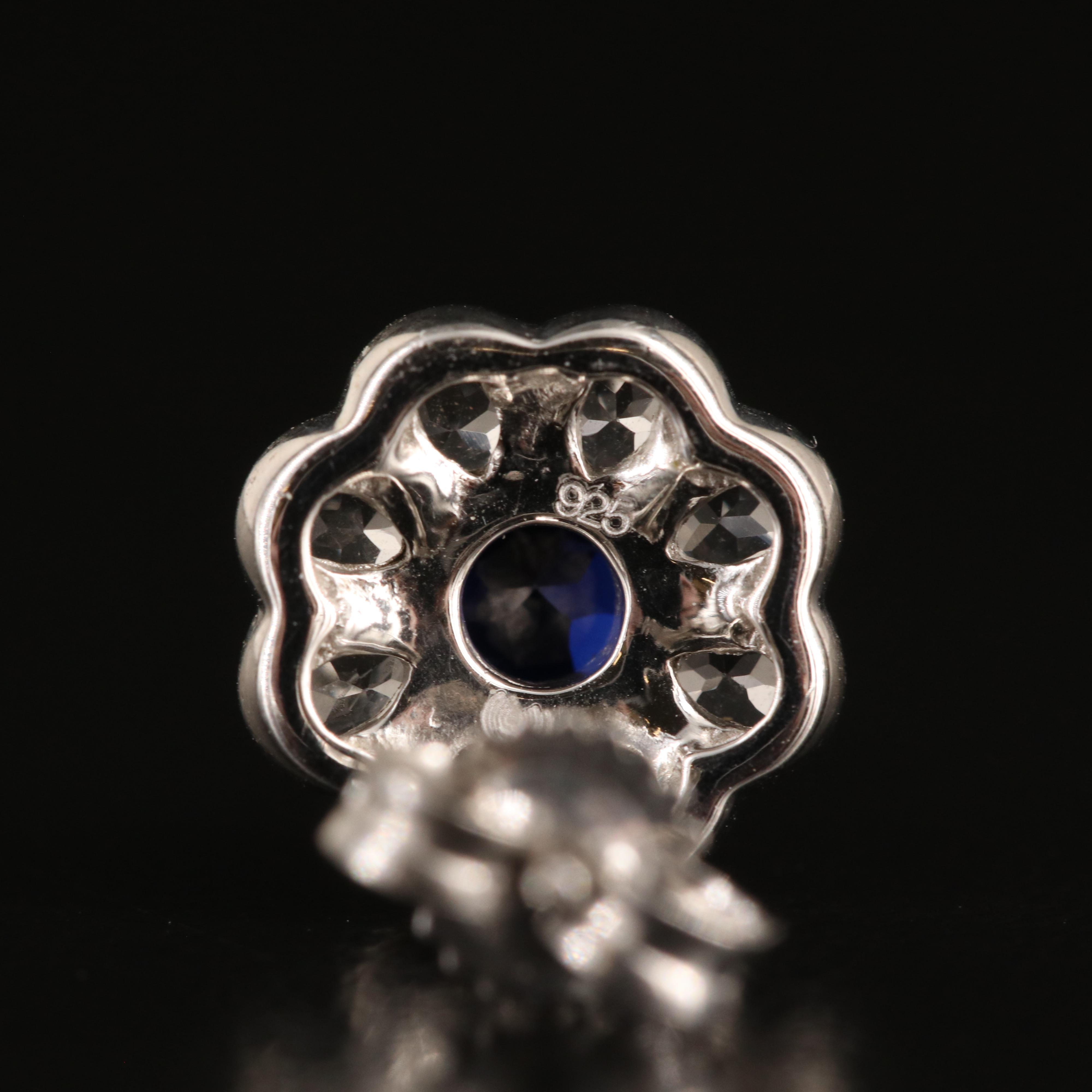 Sterling Sapphire and White Topaz Earrings