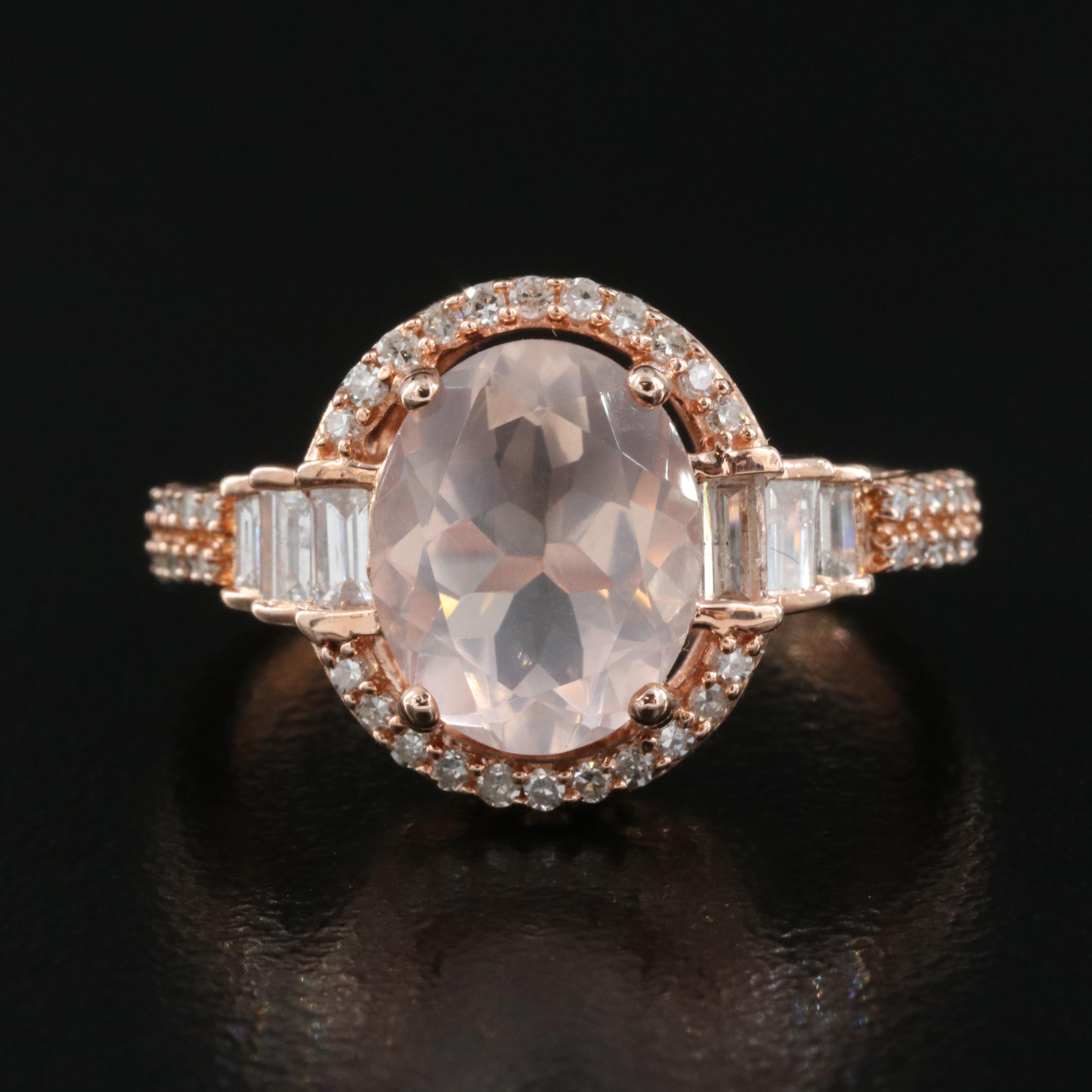 Sterling Quartz and Diamond Ring