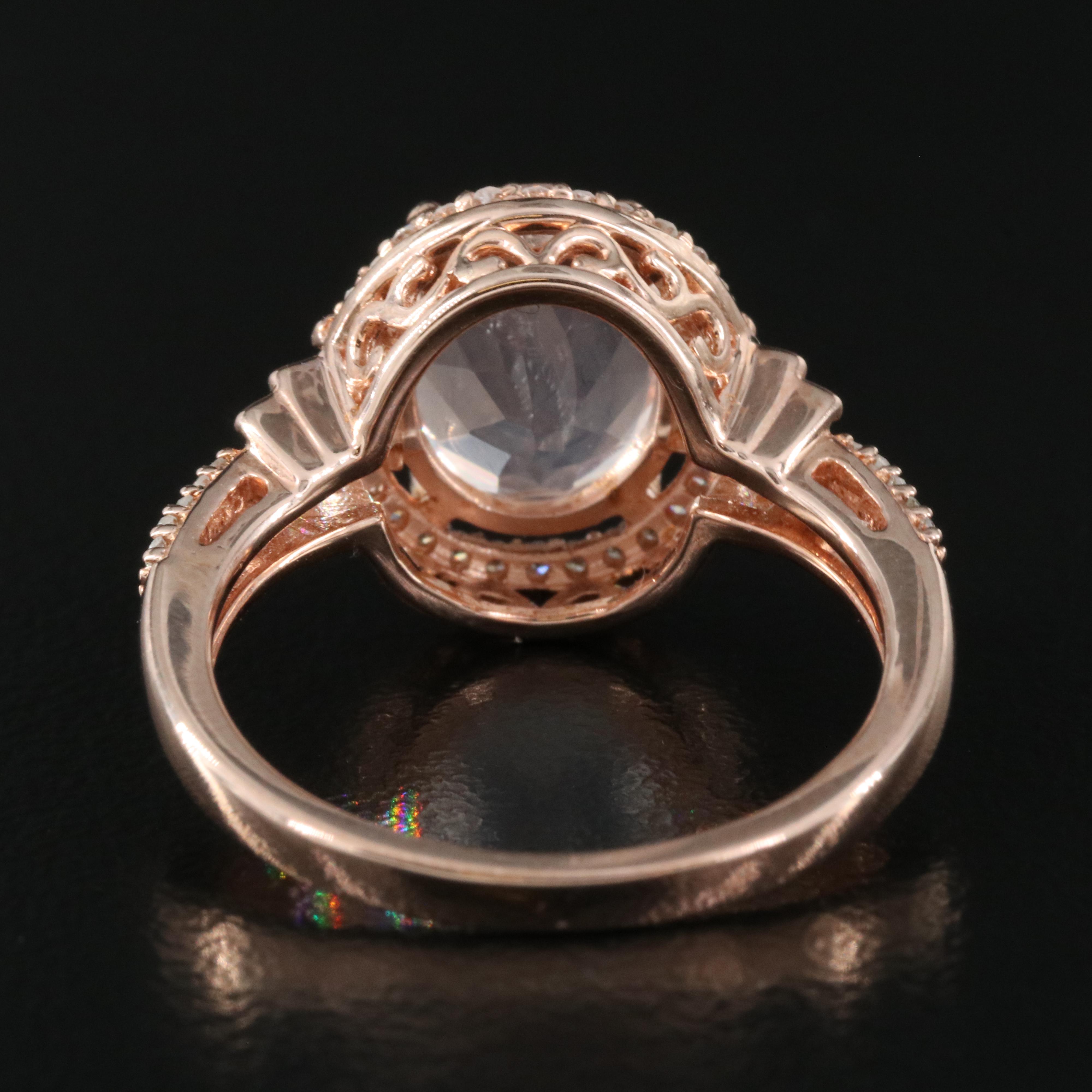 Sterling Quartz and Diamond Ring