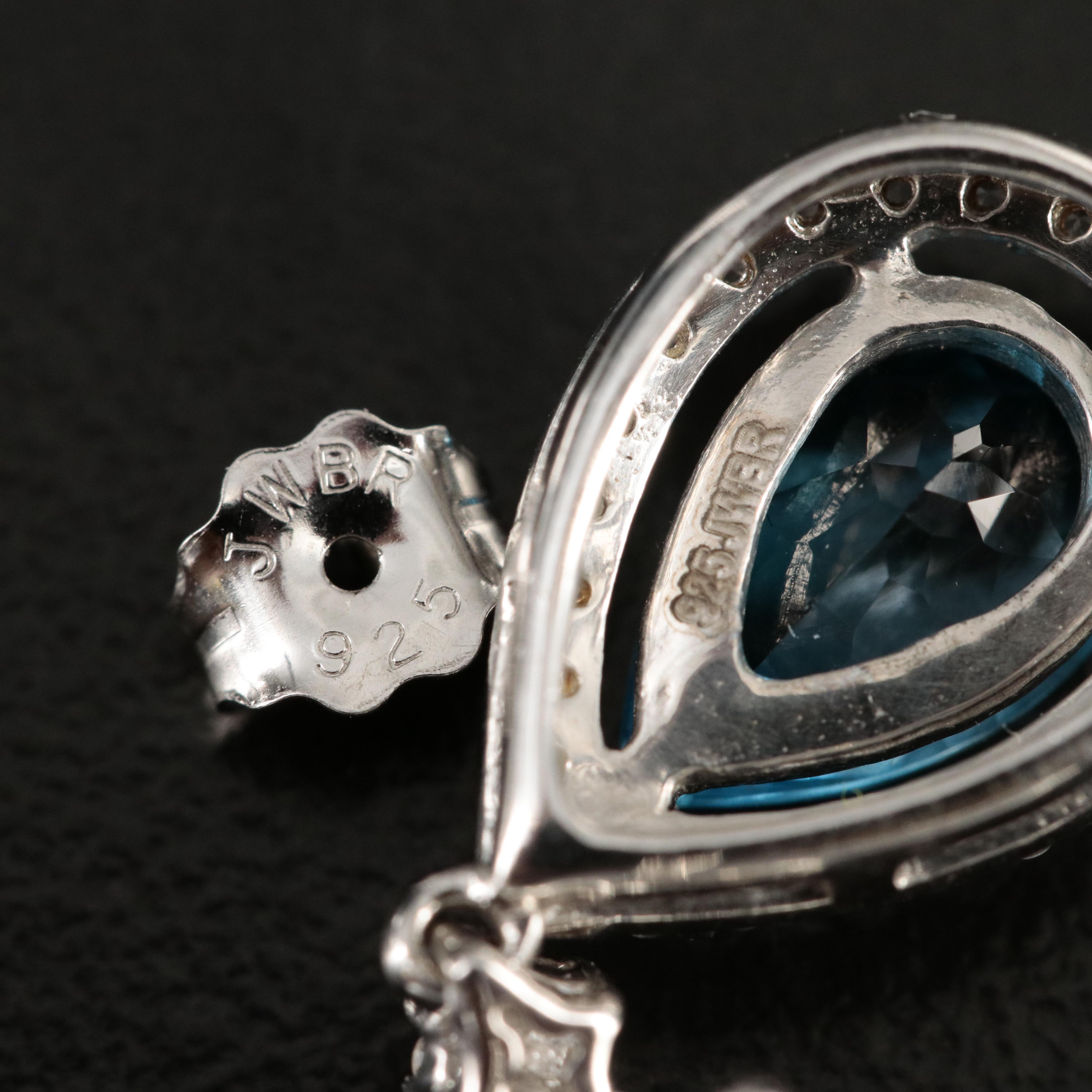 Sterling Swiss Blue Topaz and White Sapphire Earrings