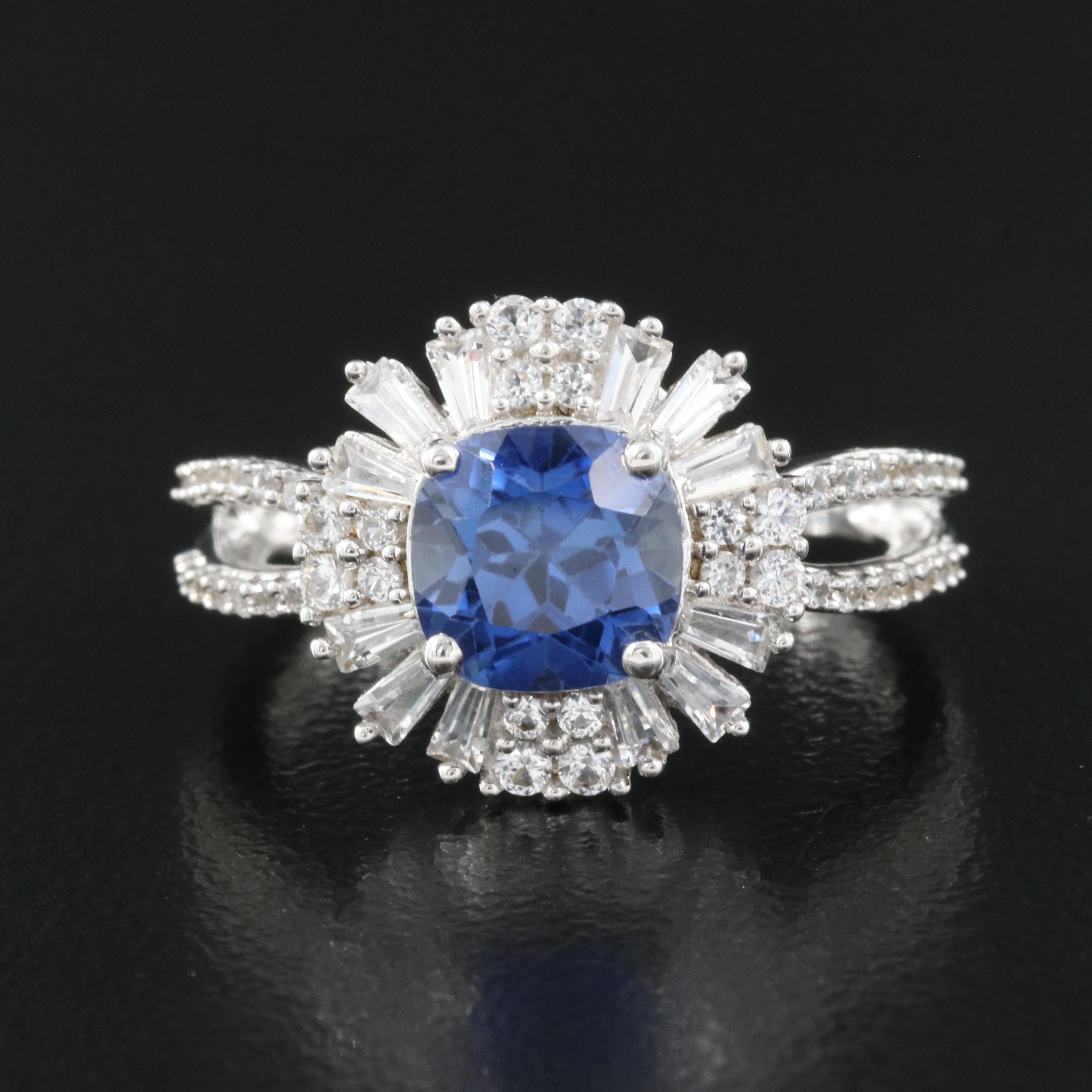Sterling Sapphire and White Sapphire Ring