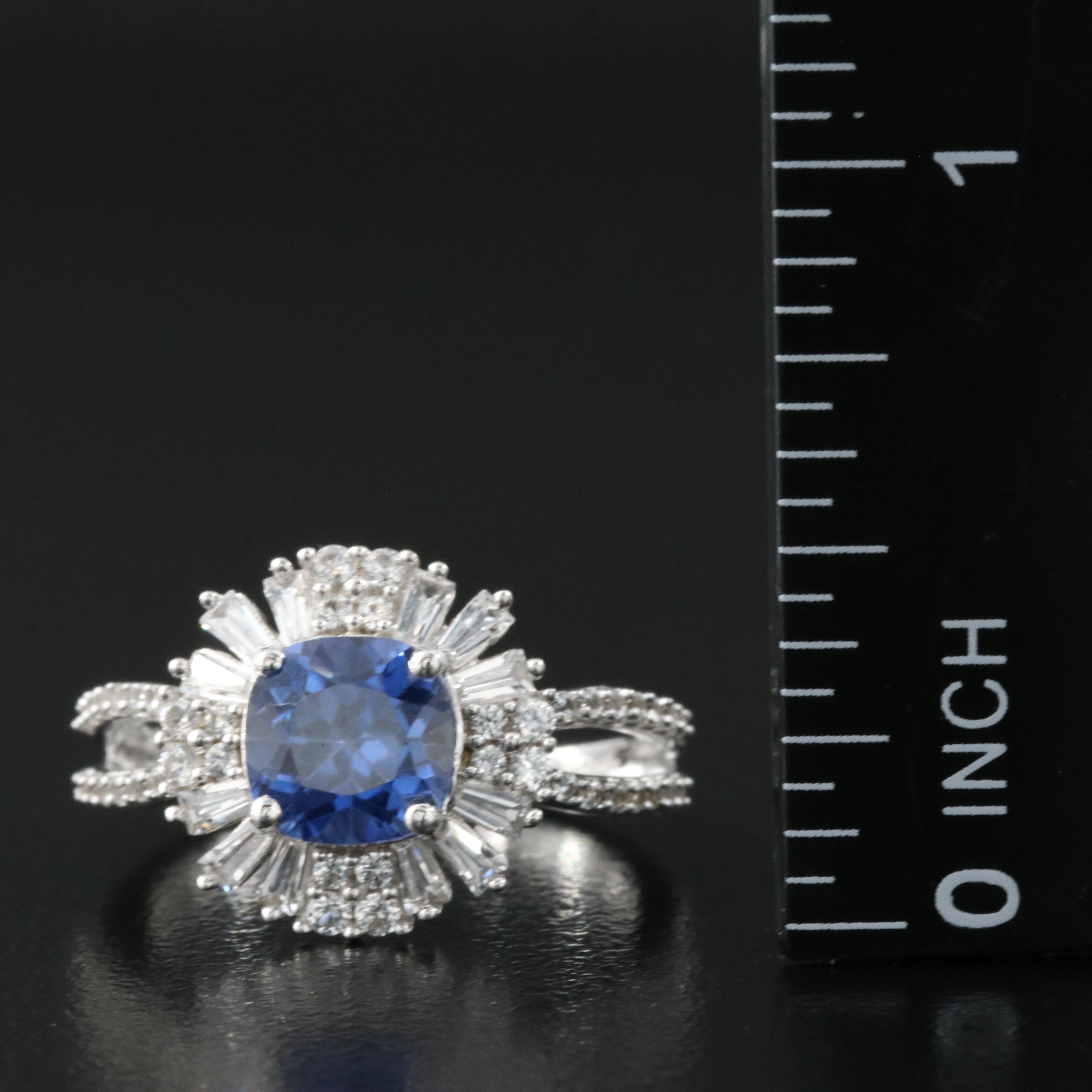 Sterling Sapphire and White Sapphire Ring