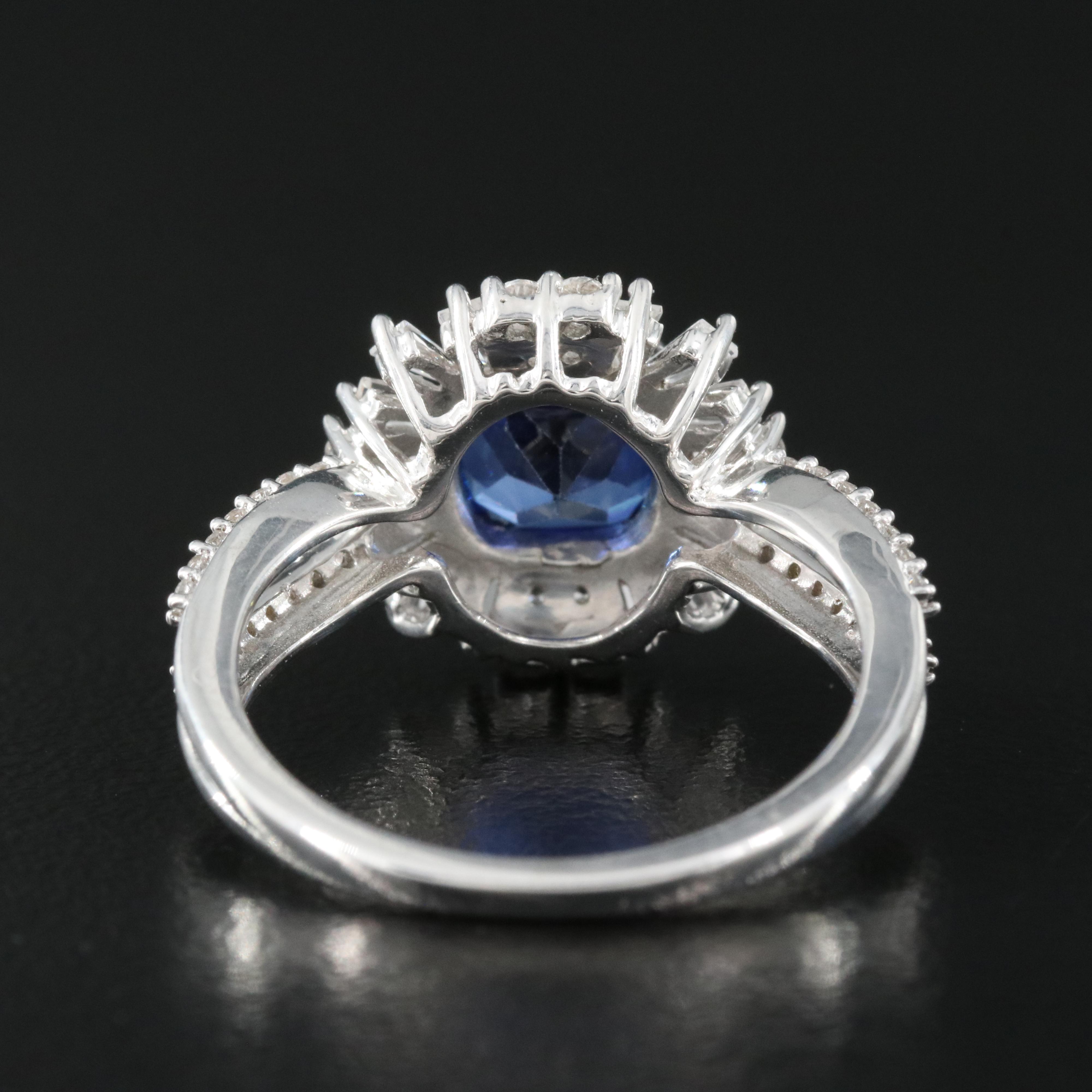 Sterling Sapphire and White Sapphire Ring