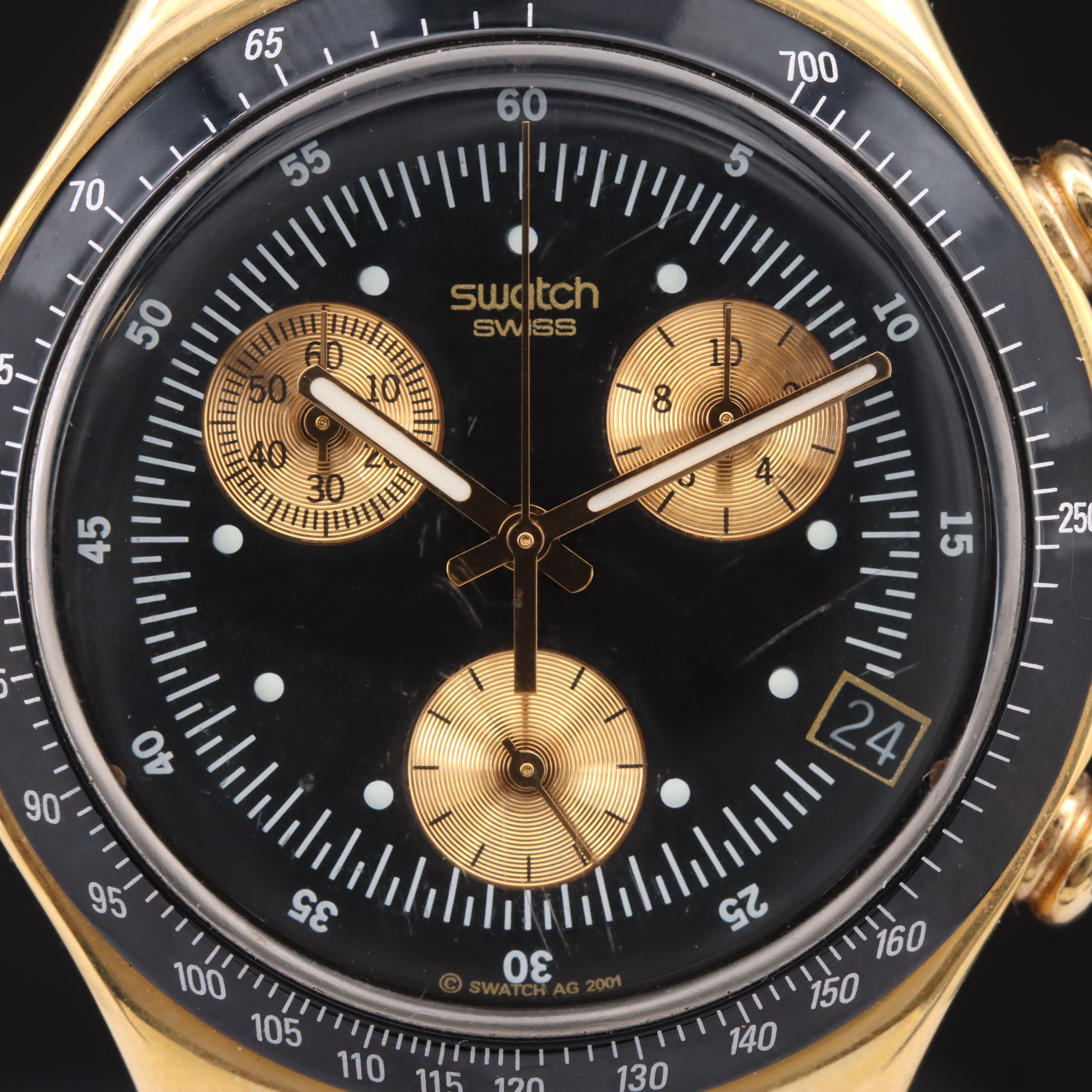 Swatch 007 Goldfinger Irony Chronograph Watch